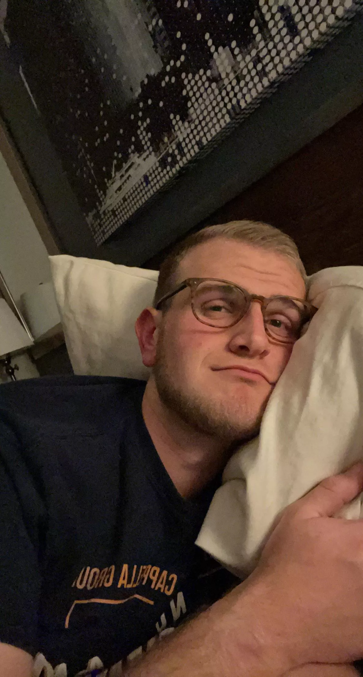 Has anyone found a good way to watch tv in bed with glasses on? Asking for a friend 😅