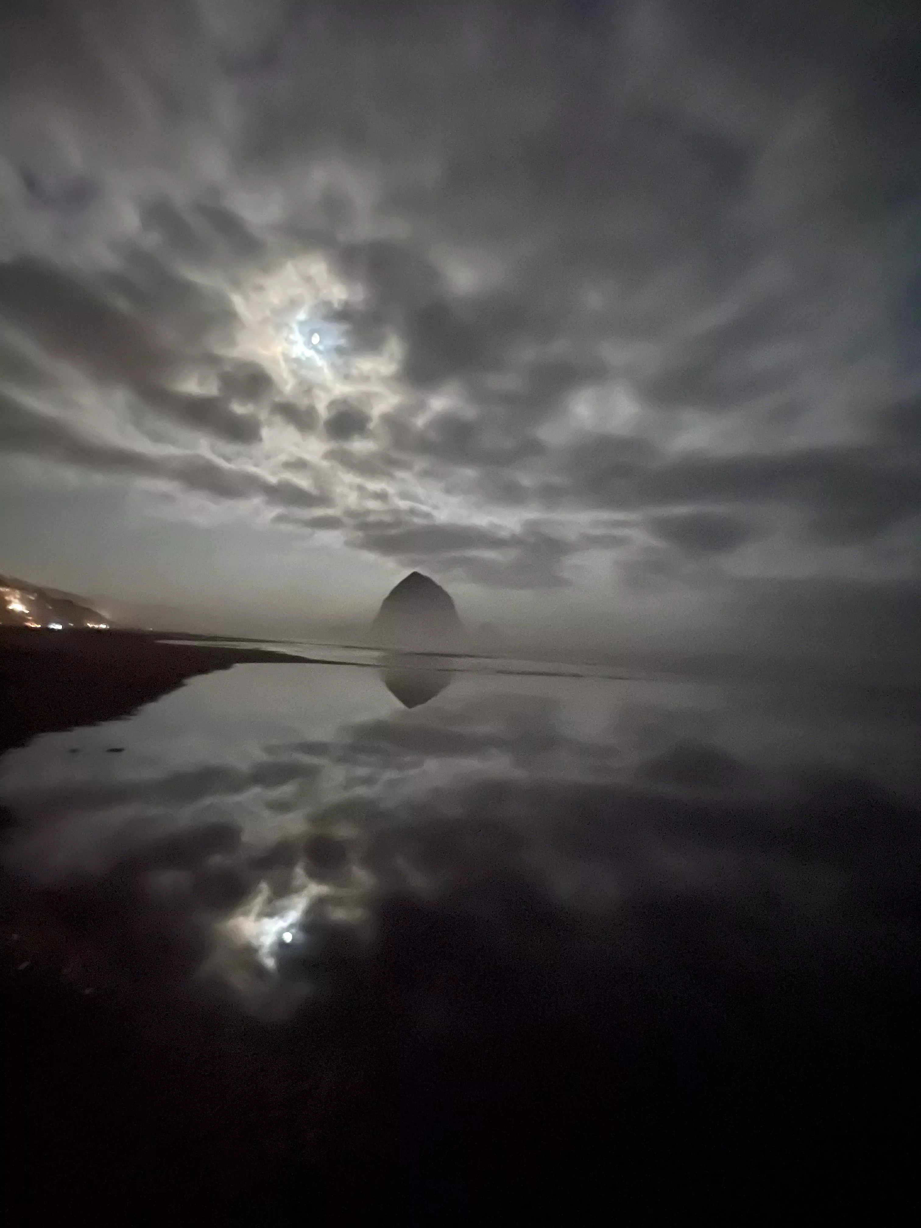 Haystack Rock at Night