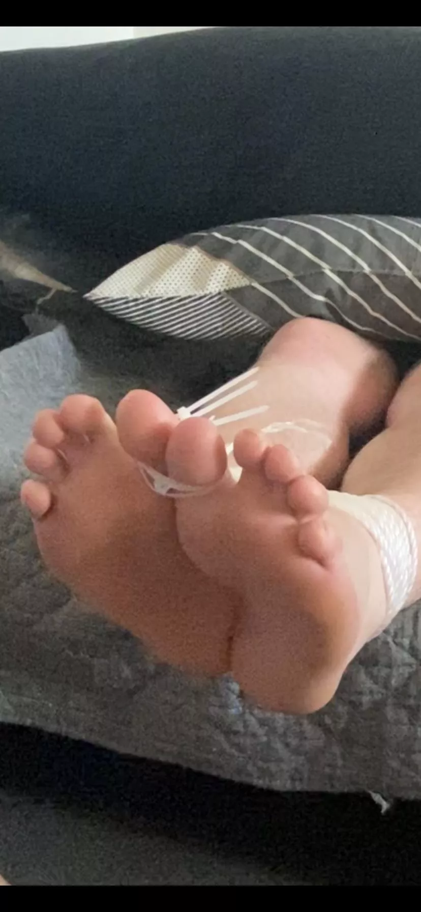 Heavily restrained straight boy feet