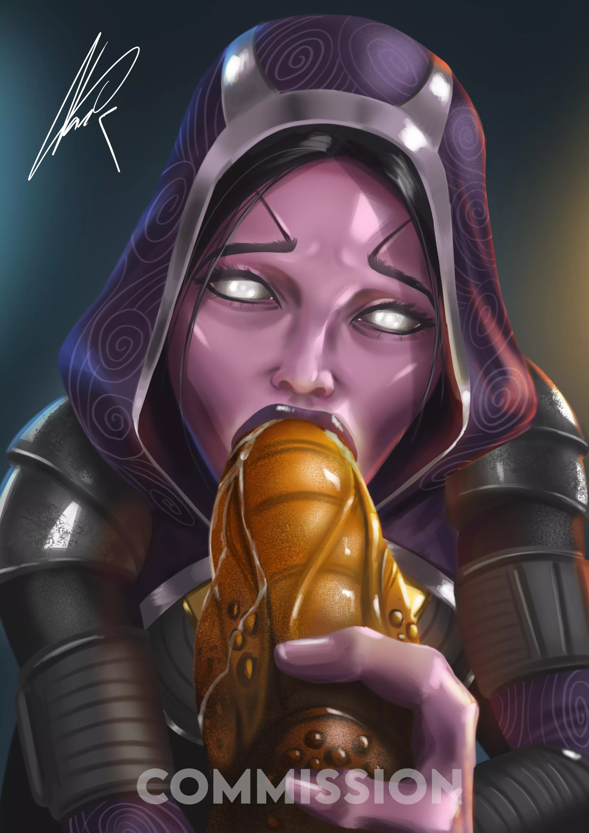 Hello all! First time here. Tali with some alien dildo! This was made as a commission (OC)