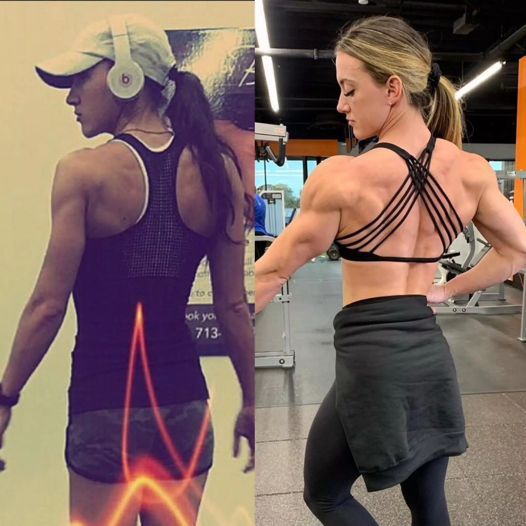 Her back exploded with gains