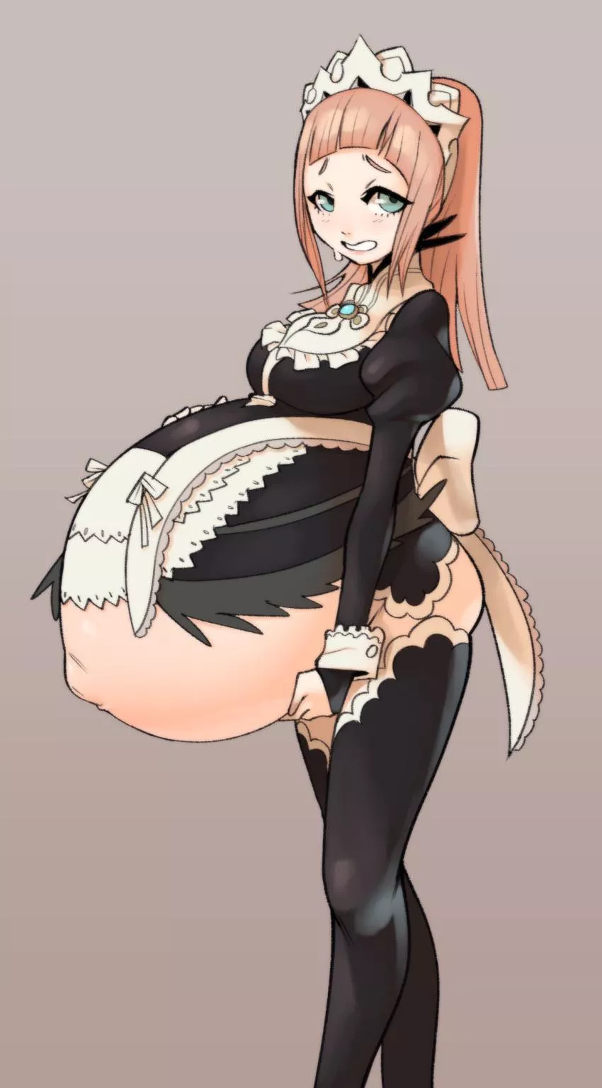 Her Maid Dress no Longer Fits Over Her Belly - [Hellbrain]