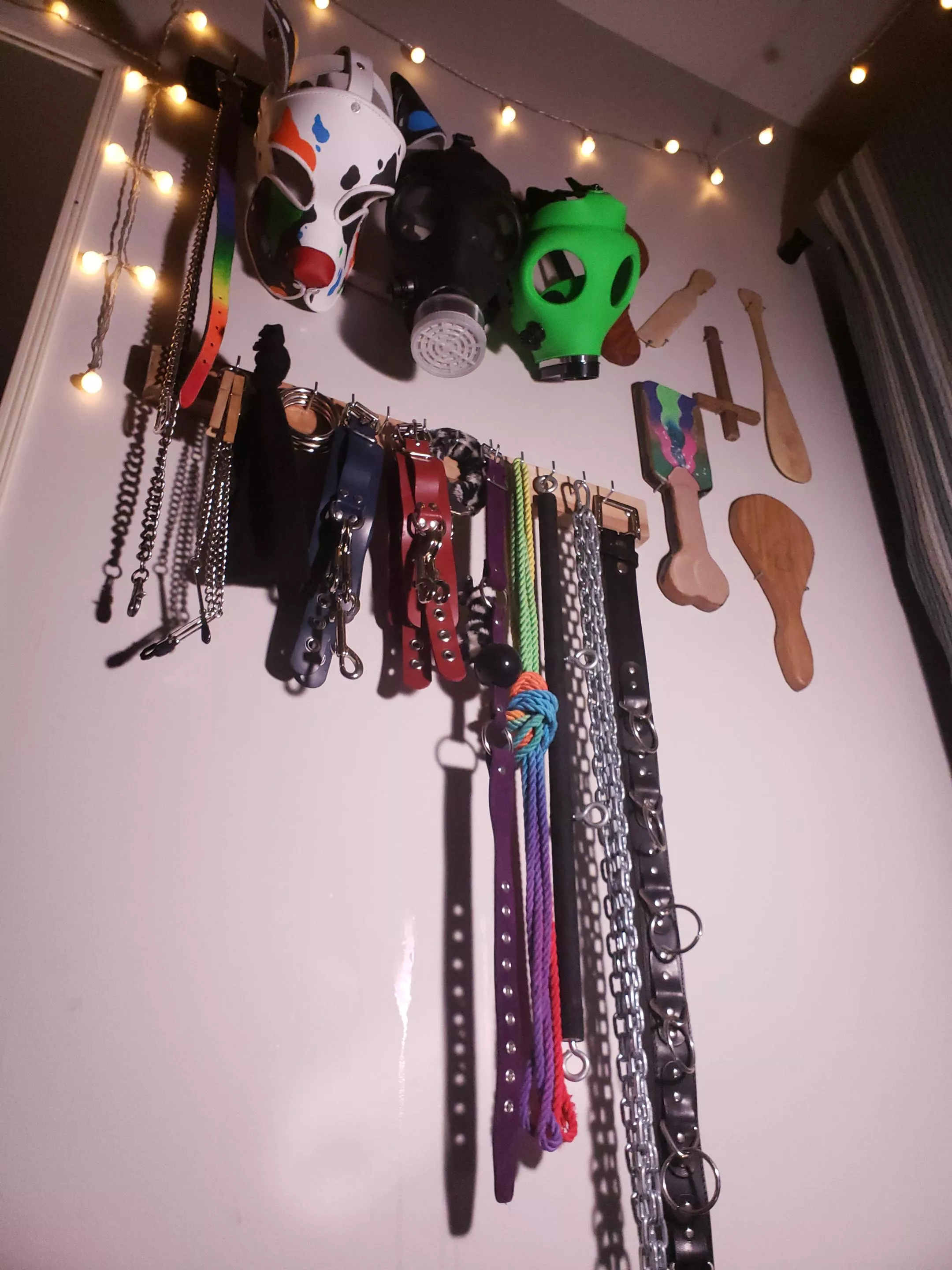 Here's Version 1 of my very first toy wall! Most of the items belong to my partner but I did all the organizing and set up 🥰🤟 (first time posting here, lmk if it doesnt fit the sub!)