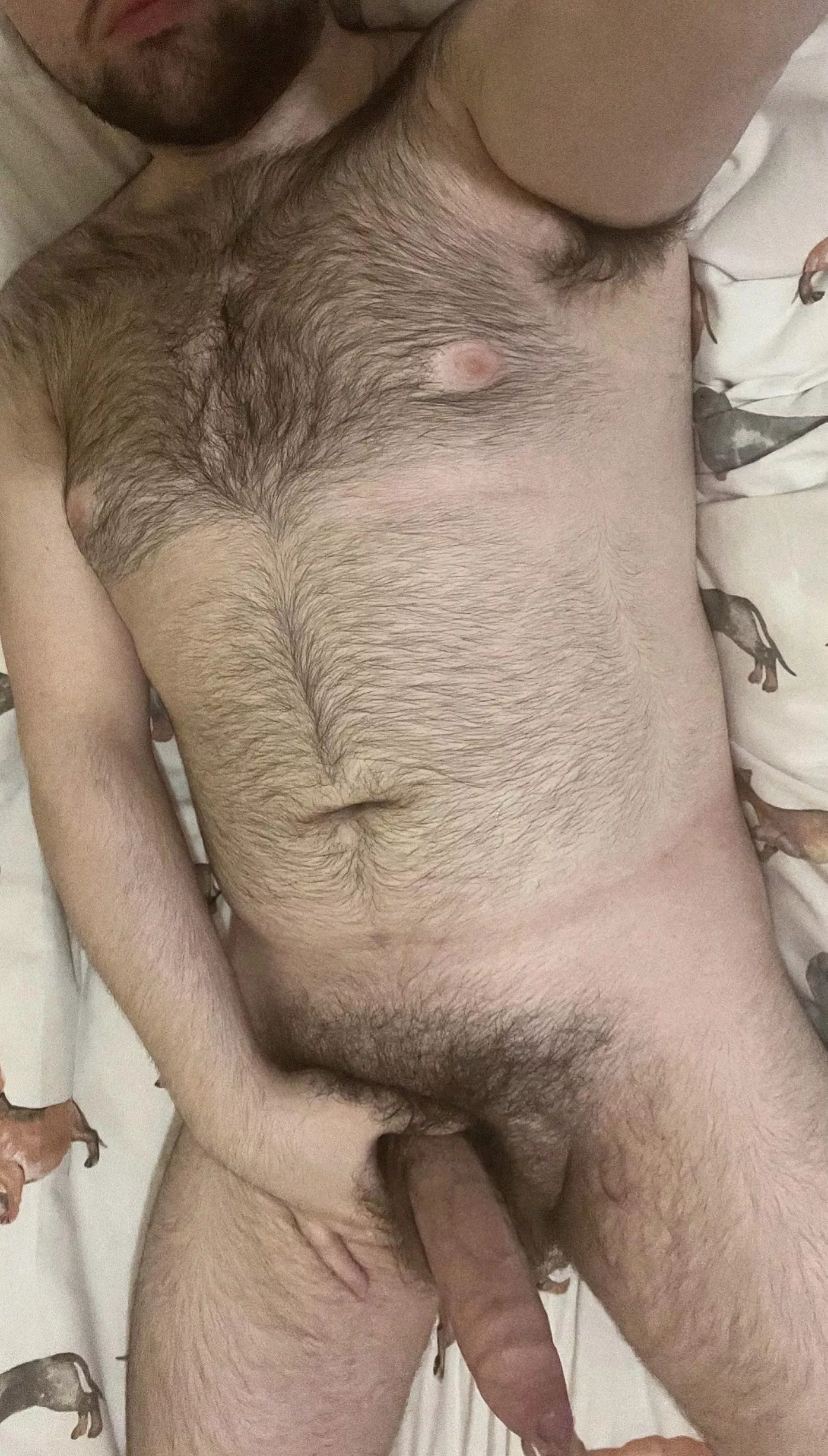 Hey boys, come play with my fur while you suck this hairy cock.