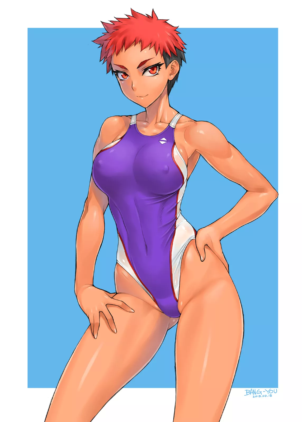 Highleg Swimsuit Tomboy (Bang-You) [Original]