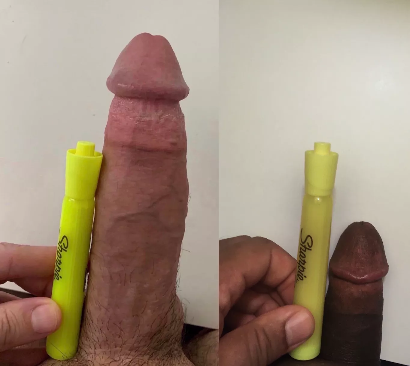 Highlighting the difference between u/sick_tight (left) and me (right)