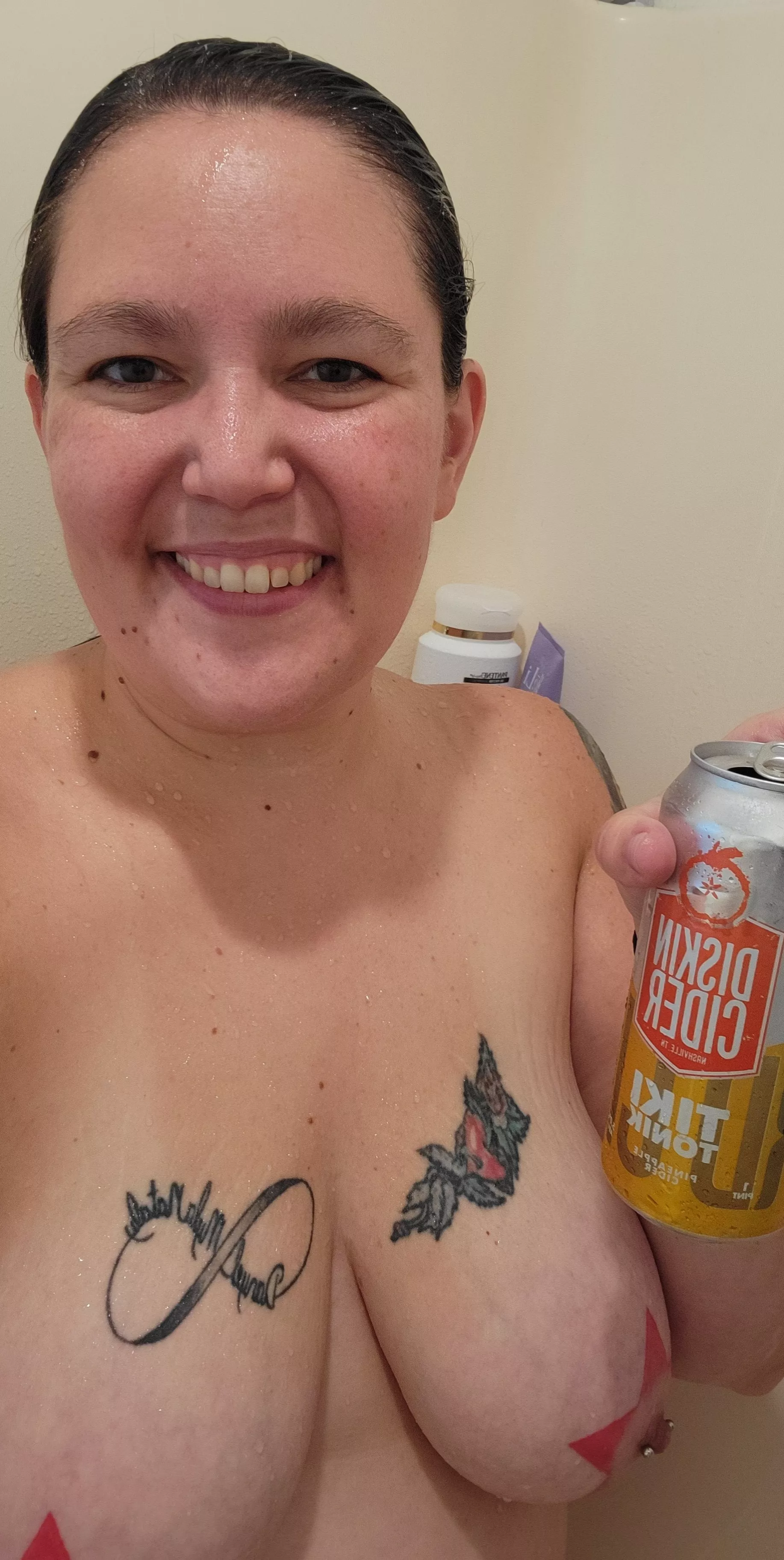 Hot shower and a cold drink