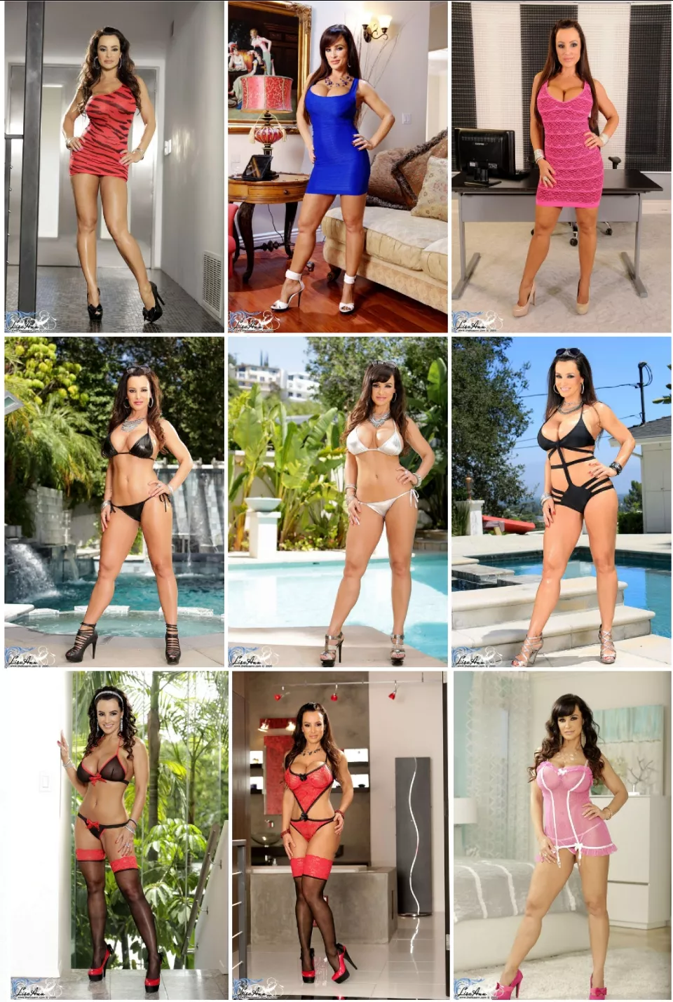 Hotel break with the sexy Lisa Ann. Pick 1 outfit for dinner, 1 for the pool and 1 for the bedroom