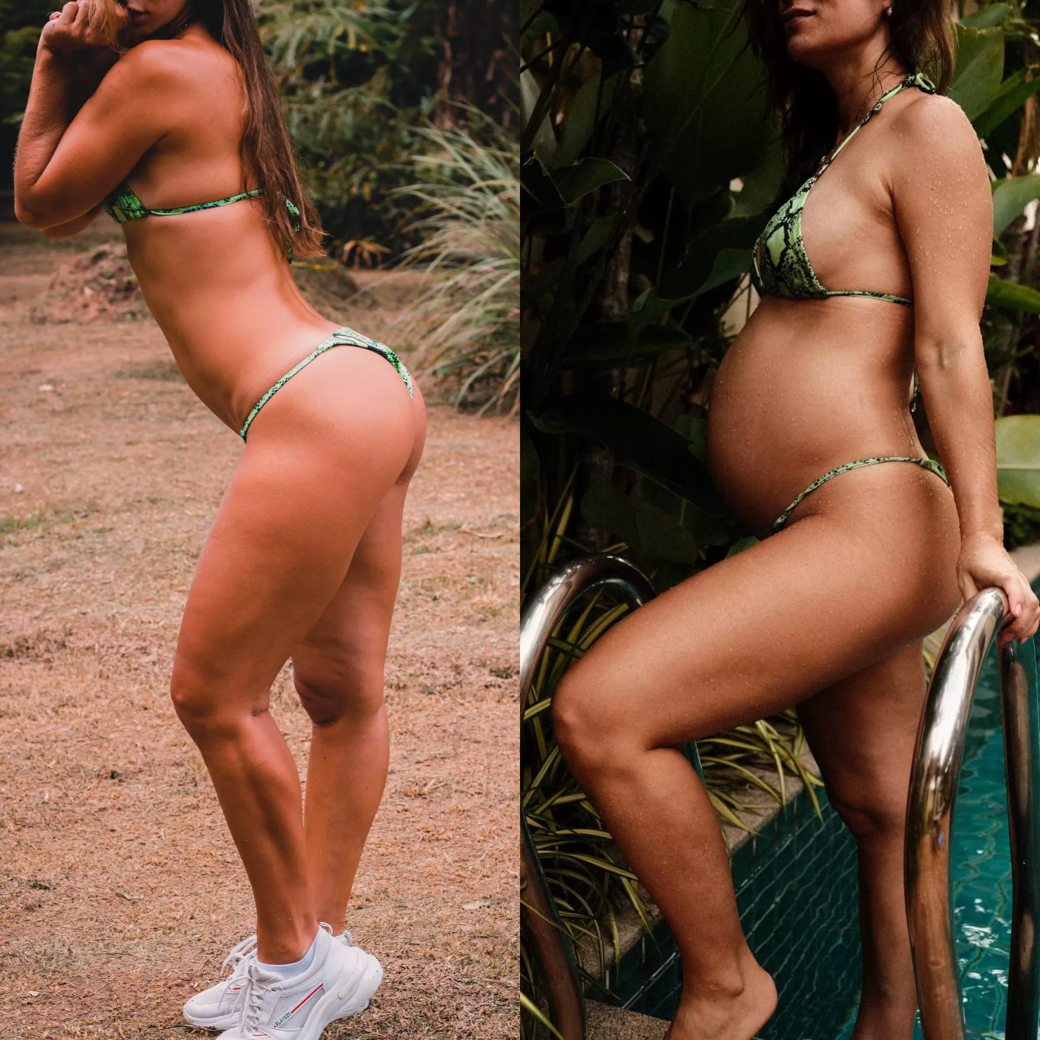 how do you like me more? BEFORE pregnancy or NOW in same swimsuit 🥰