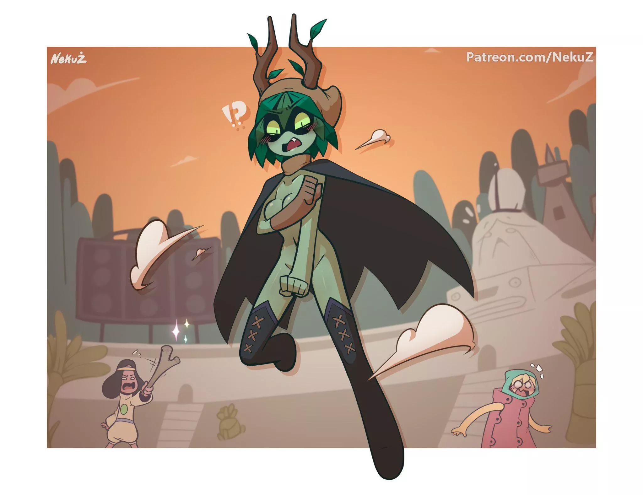 Huntress Wizard's clothes are magicked away in public (NekuZ)