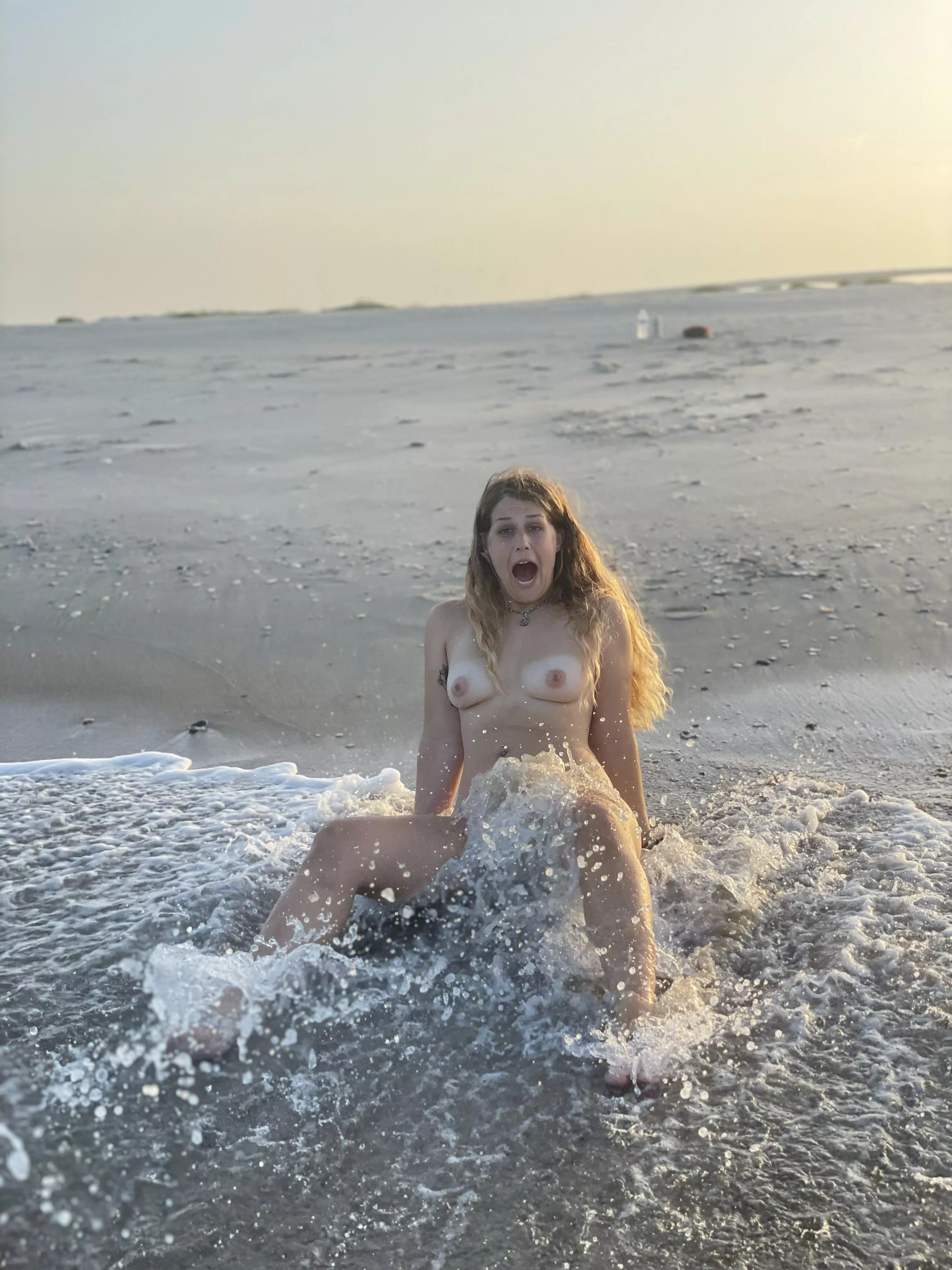 Husband asked me to spread my legs wide open, then captured a perfect candid moment. Not sure if this was the â€œdripping wet pussyâ€ picture he was after?