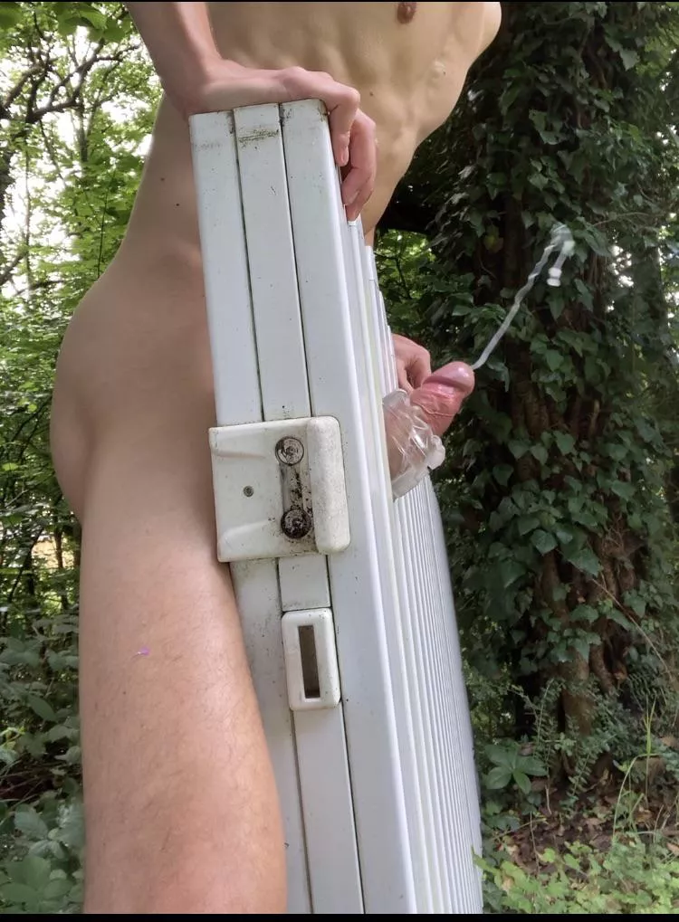 I can cum super far! My neighbor has seen it several times and I think his wife is having more and more doubts. He seems to like it ðŸ˜‚ðŸ†ðŸ’¦