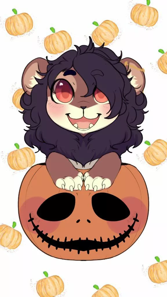 I could snatch one of @MochaTeeny(on twt)'s amazing pumpking ych slots! Background added by me! Happy early Halloween to y'all!