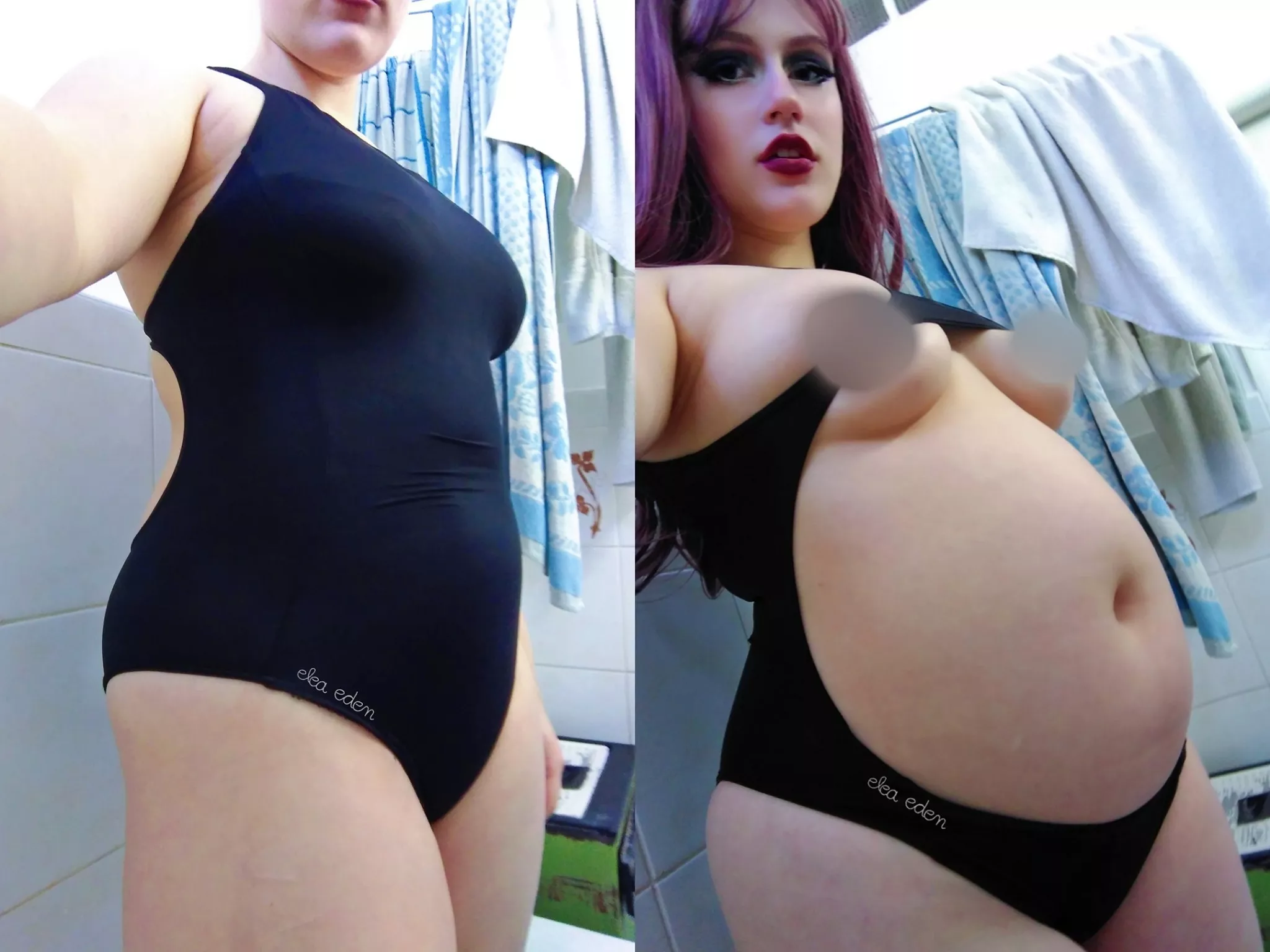 I couldn't fit my belly into this swimsuit anymore... Good thing there was a hole on the other side