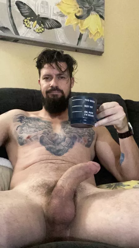 I don't think he's a morning person. But that morning wood!