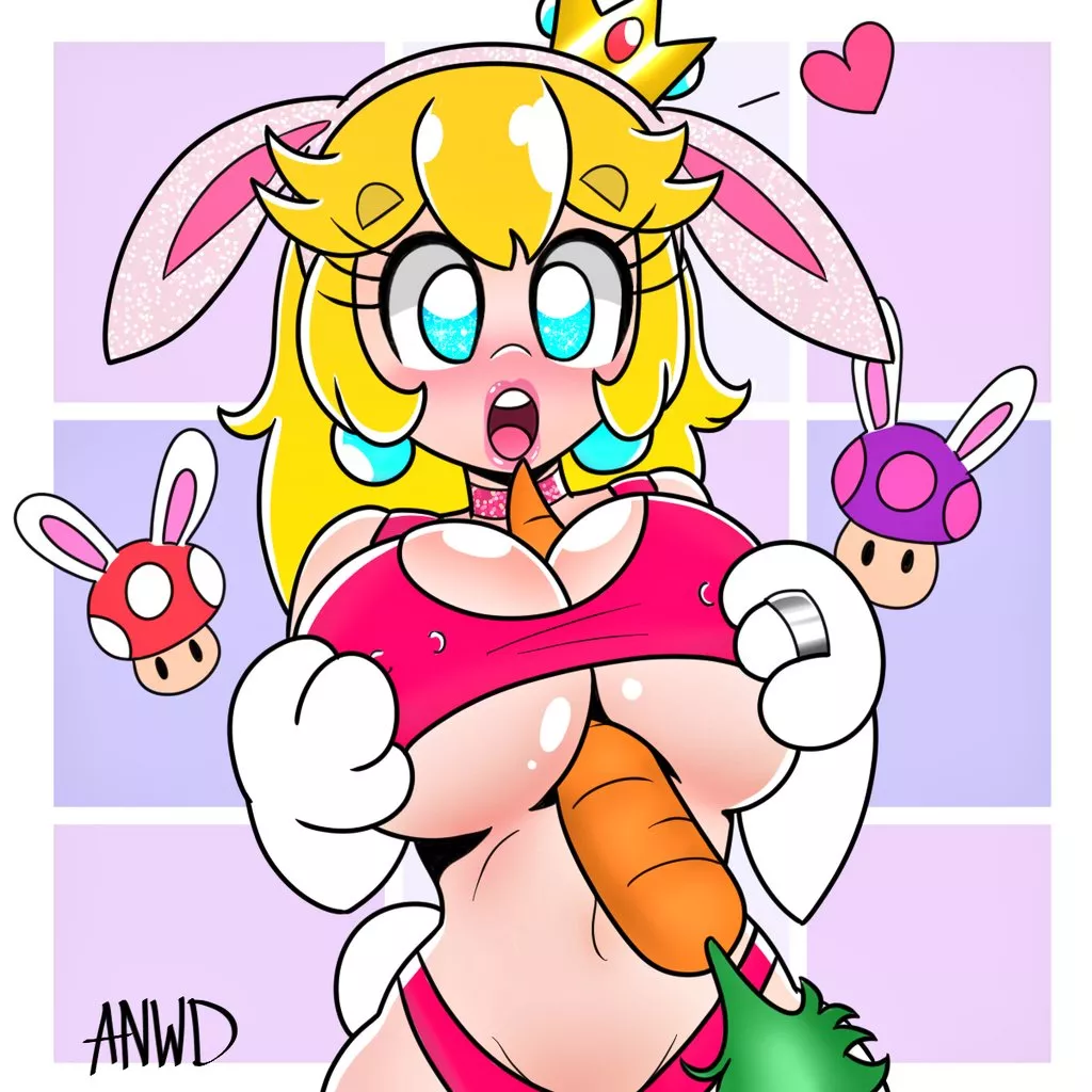 I drew Peach in a bunny outfit!