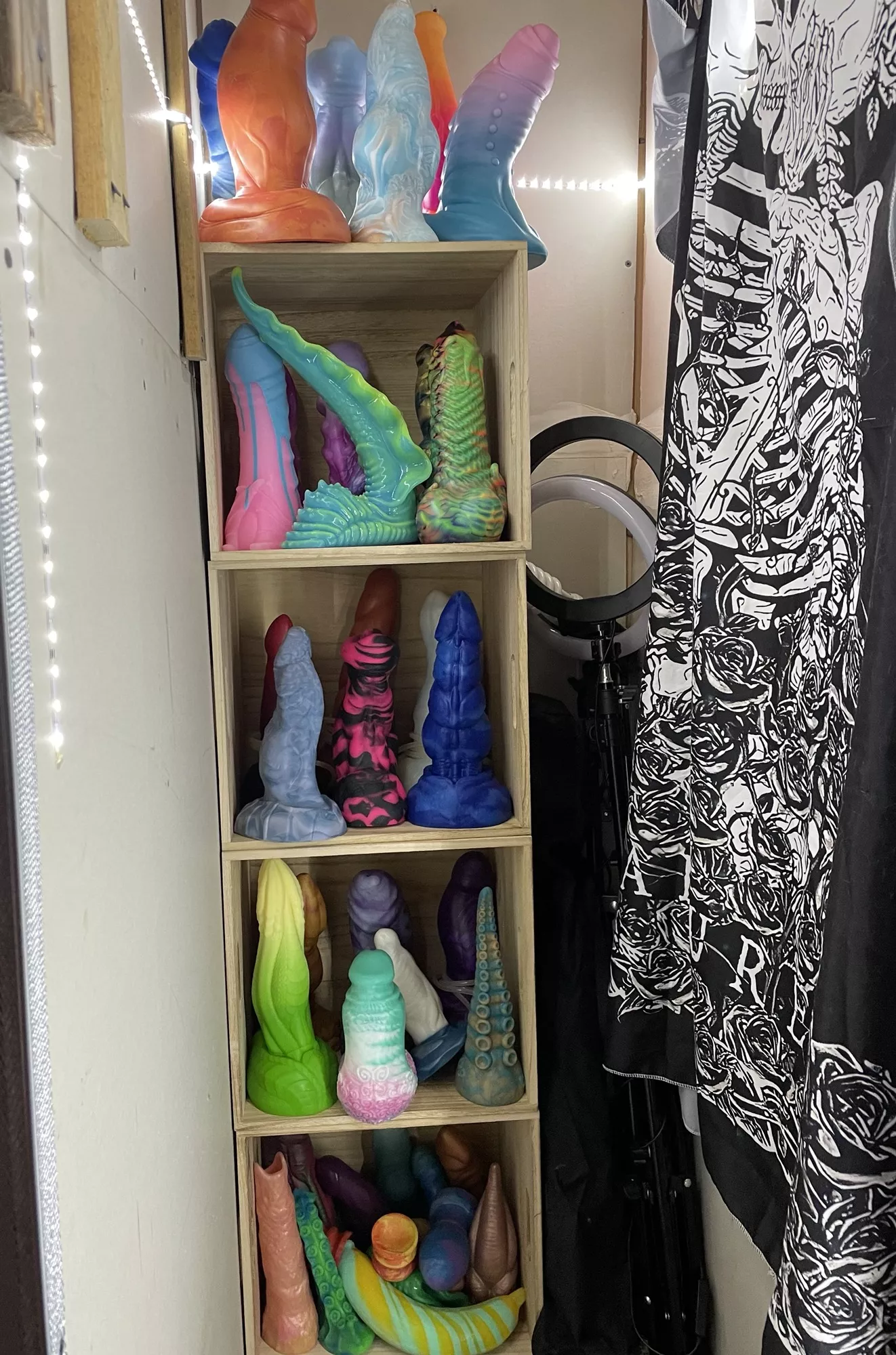 I have a tiny section of my closet that was my junk area. I turned it into a mini display for toys to get them out of the storage bins! Still hidden but now I can admire more easily.