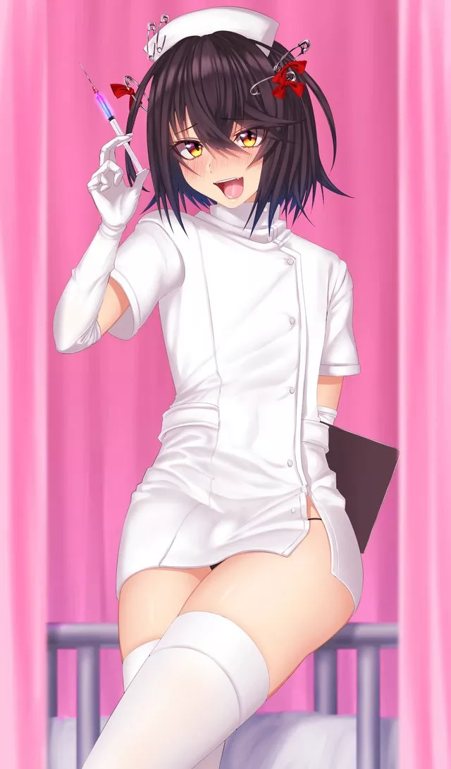 I just love it when a nurse outfit looks way too short and it shows more of their thighs