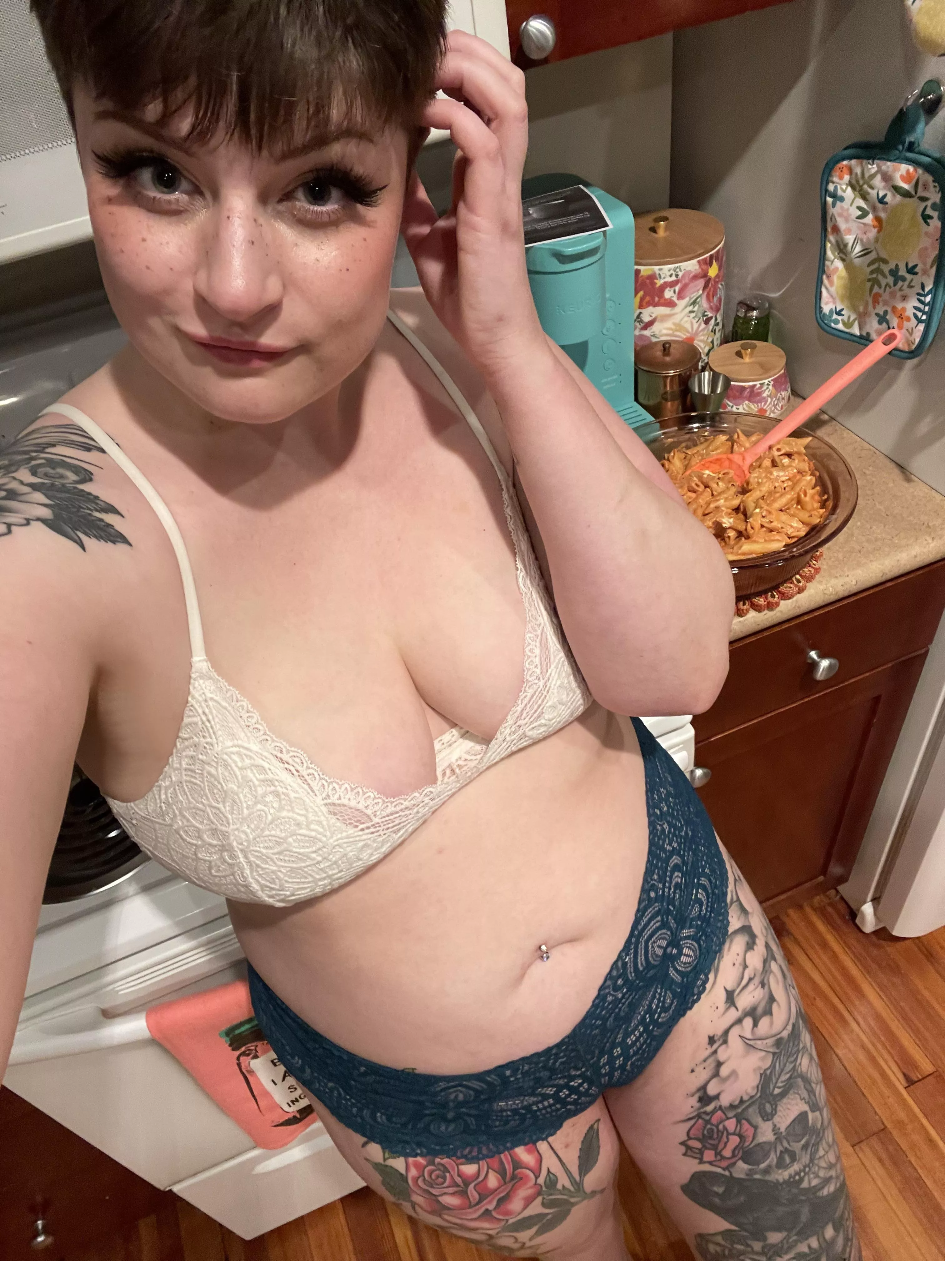 I like to cook in my undies