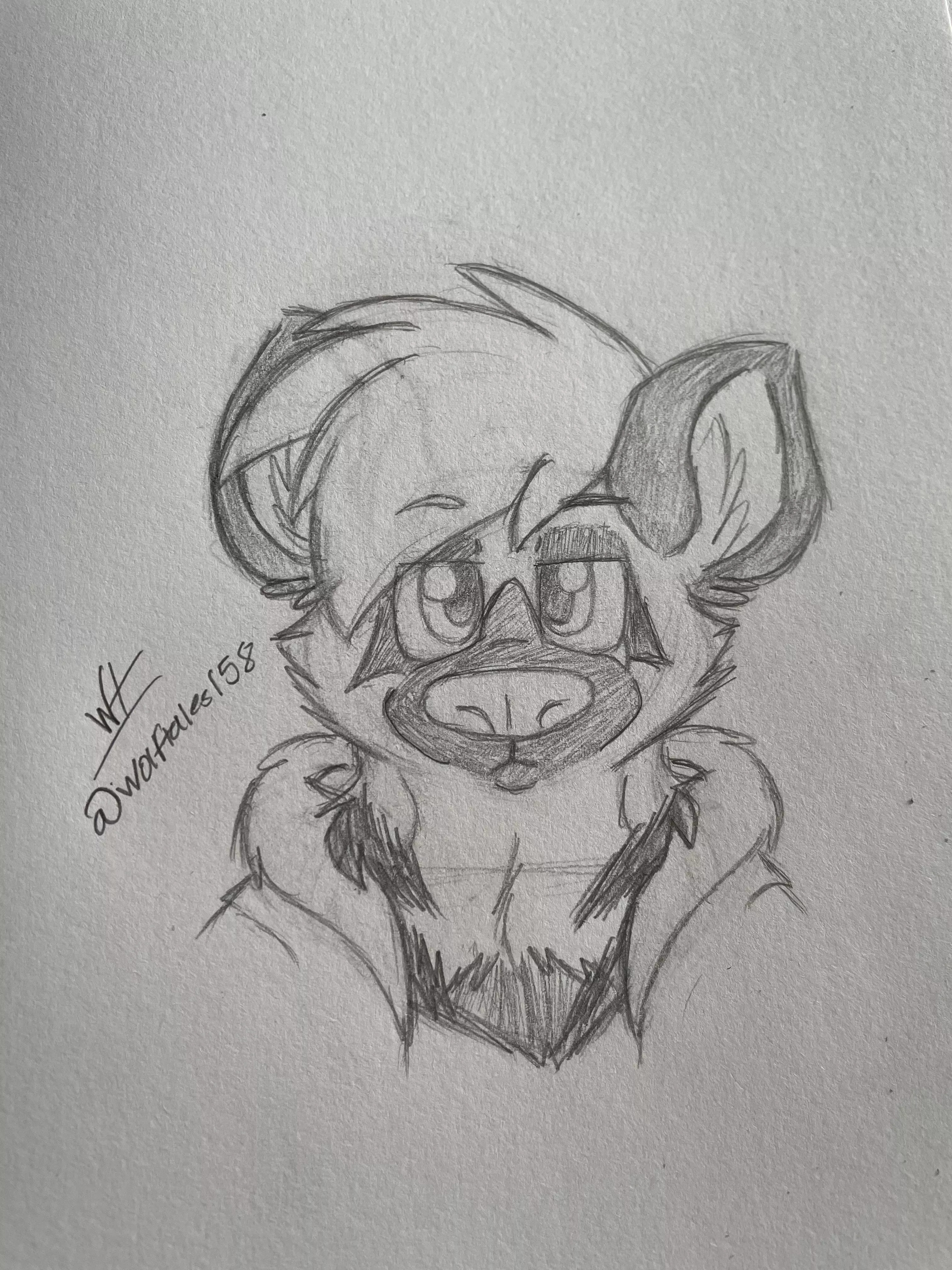 I love my emo hyena boy~🖤 (sorry don’t have a tablet right now so I do traditional)