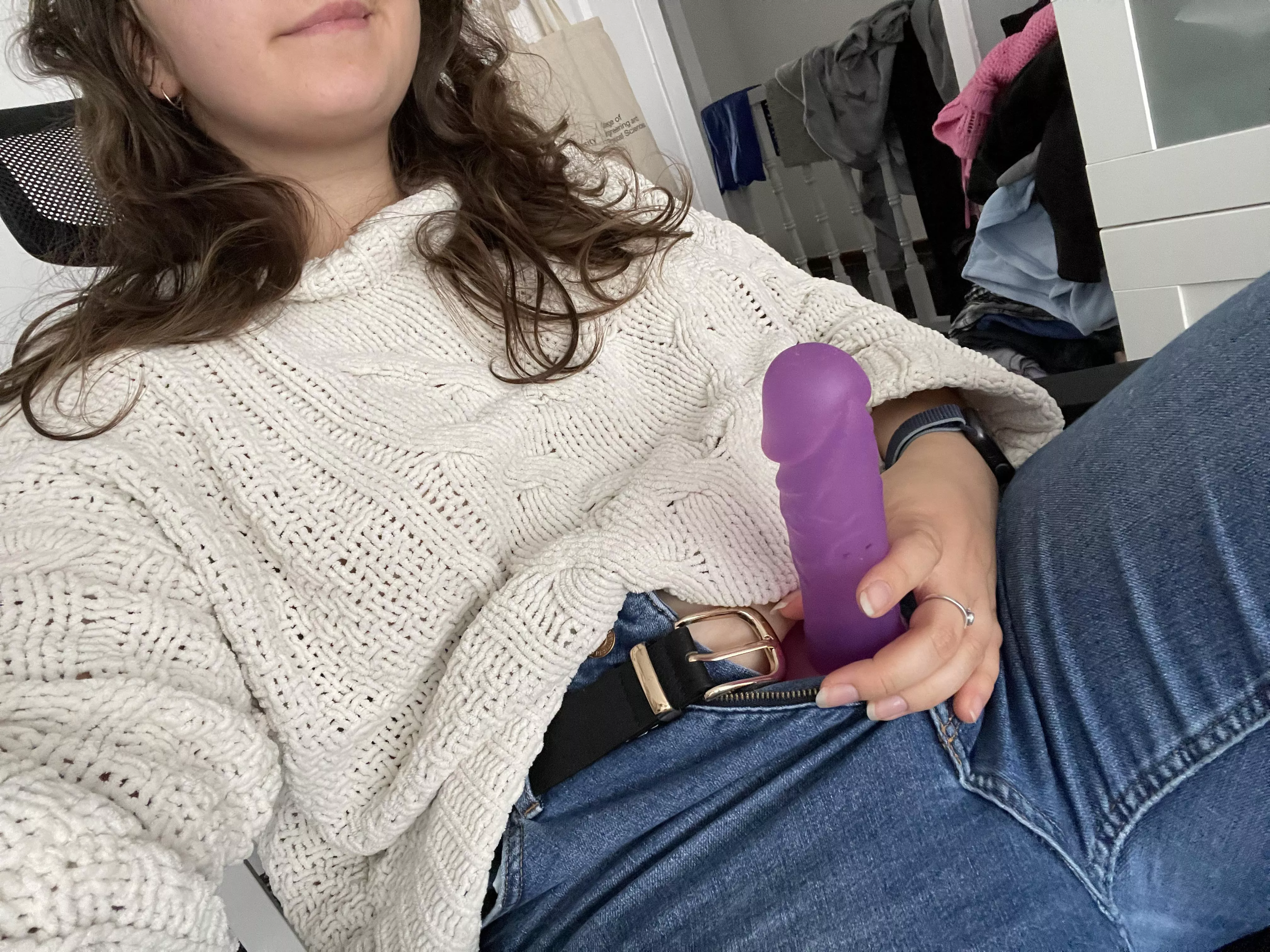 I love sticking out my cock in casual clothes. I like to think that it reminds you that you’re my little slut everywhere all the time and not only in the bedroom