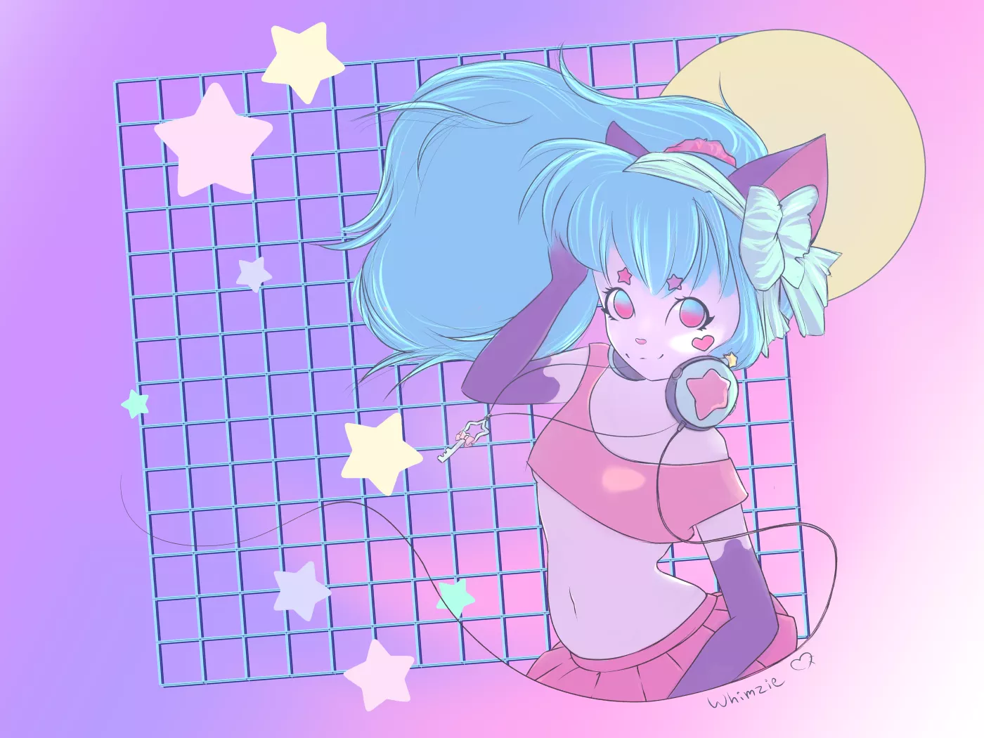 I made some 90s inspired art! art by me, Whimziecat on twitter