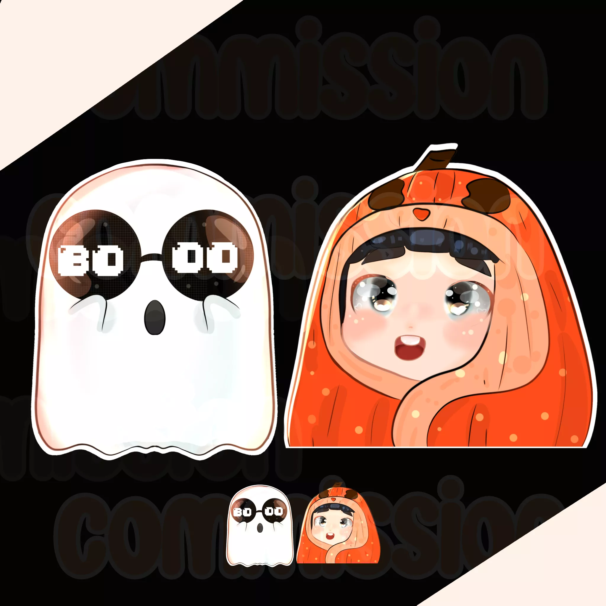 i made special halloween emotes for my twitch channel, what do you think? I want to do 2 more but I have no idea