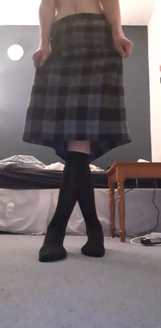 I tried on my sister's school skirt when I was home alone, and I loved it!