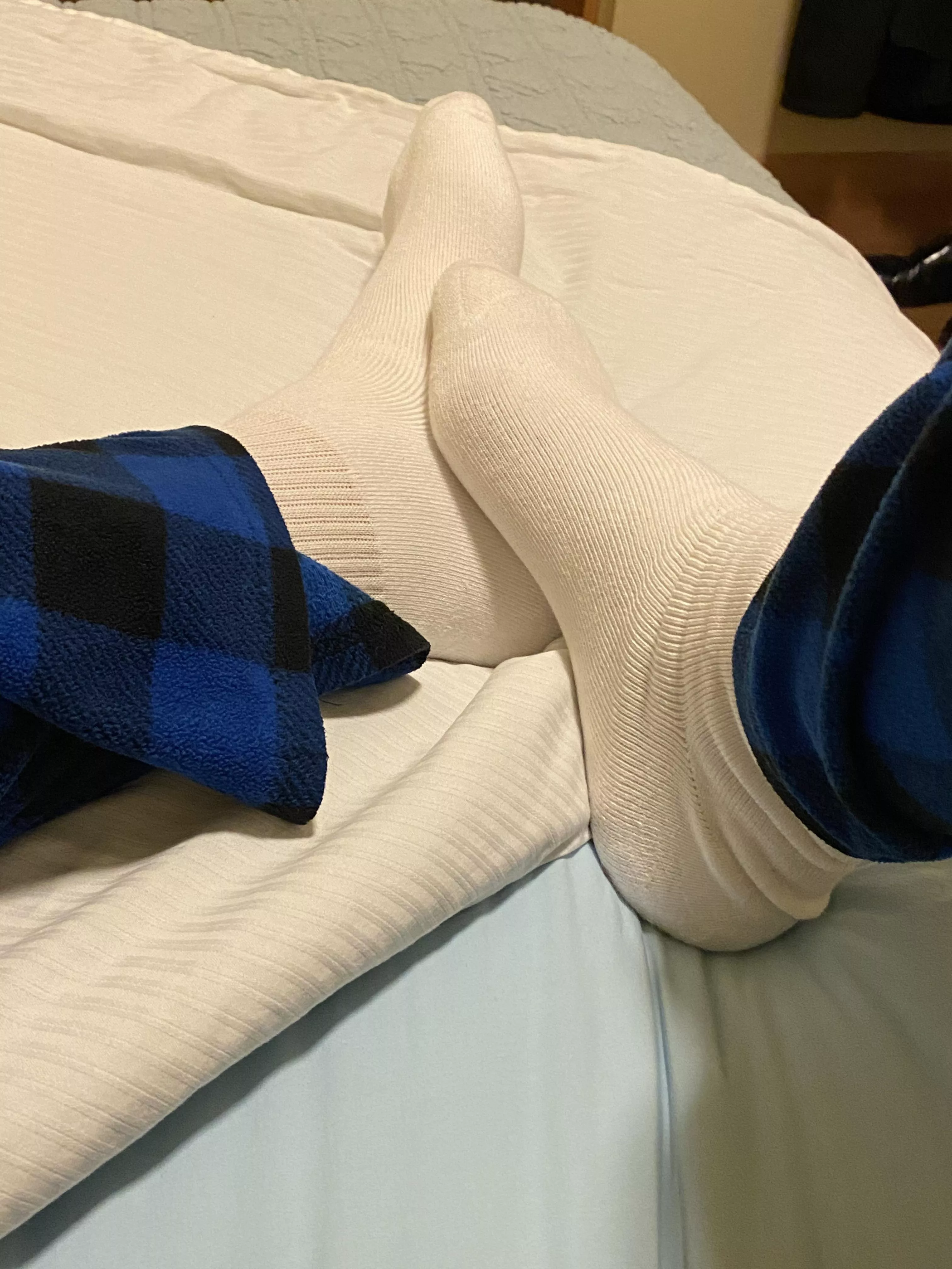 I usually wear dress socks - but sometimes at night, white