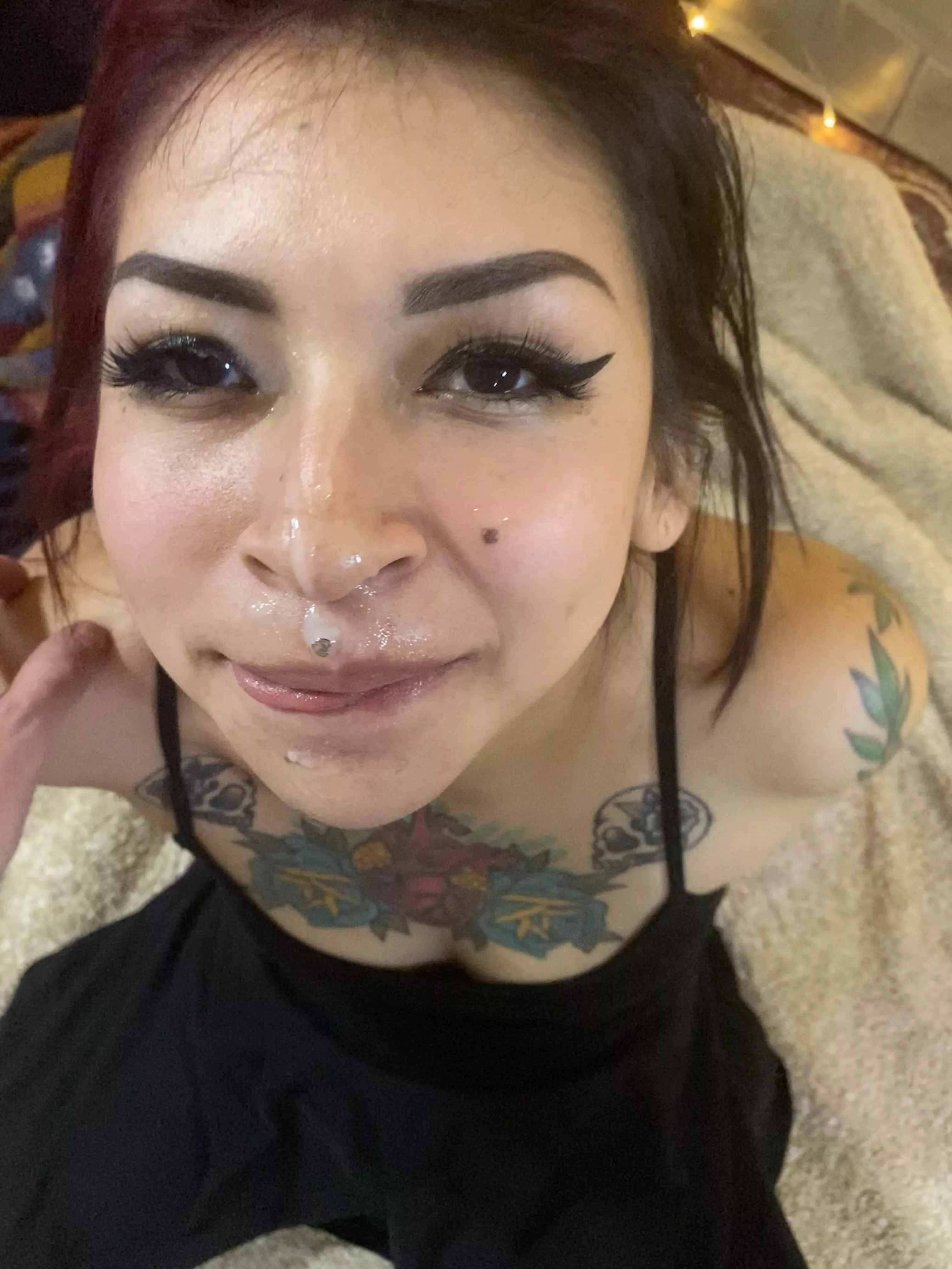 I was begging for cum... so he delivered, on my face.