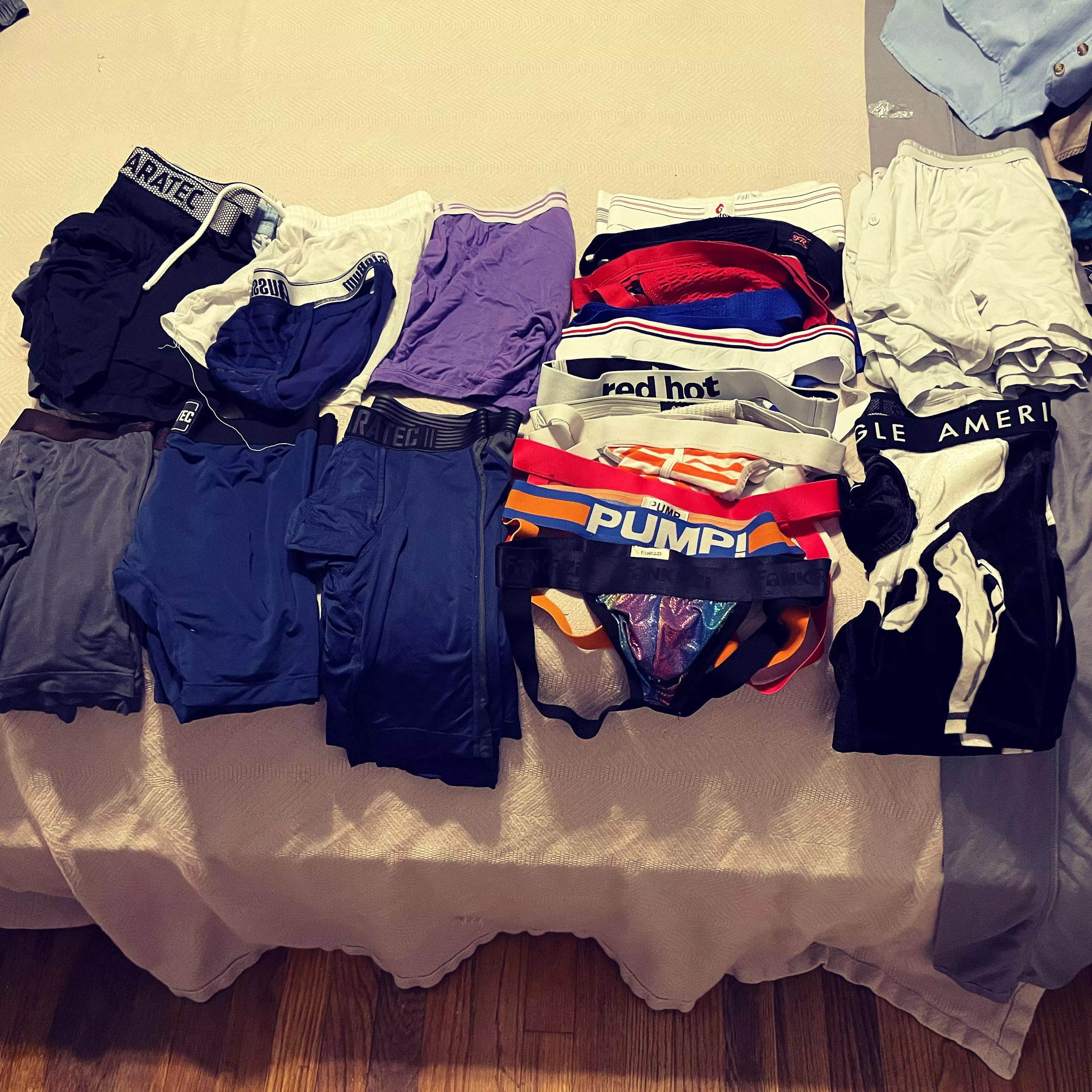 If you don’t own at least one of every fit of underwear and a minimum of one jockstrap per days in a week, are you even gay? I’m doing this right, right?