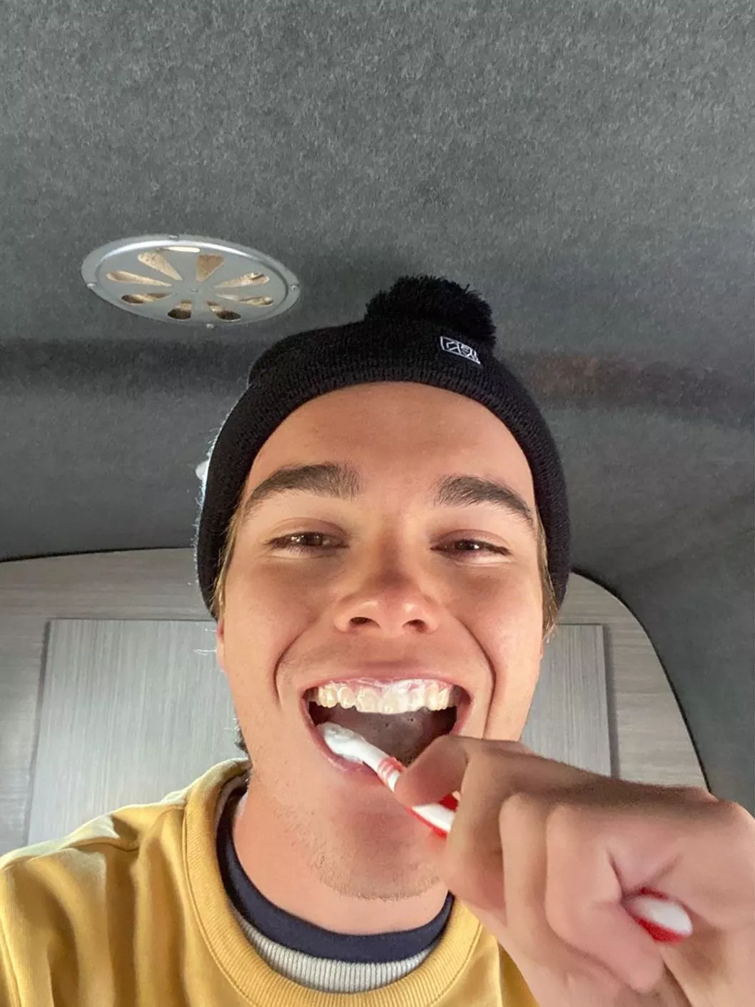 I’m going to tell my mum I’m gay tomorrow and I’m absolutely shitting bricks so here’s a picture of me brushing my teeth whilst I was road tripping around Australia