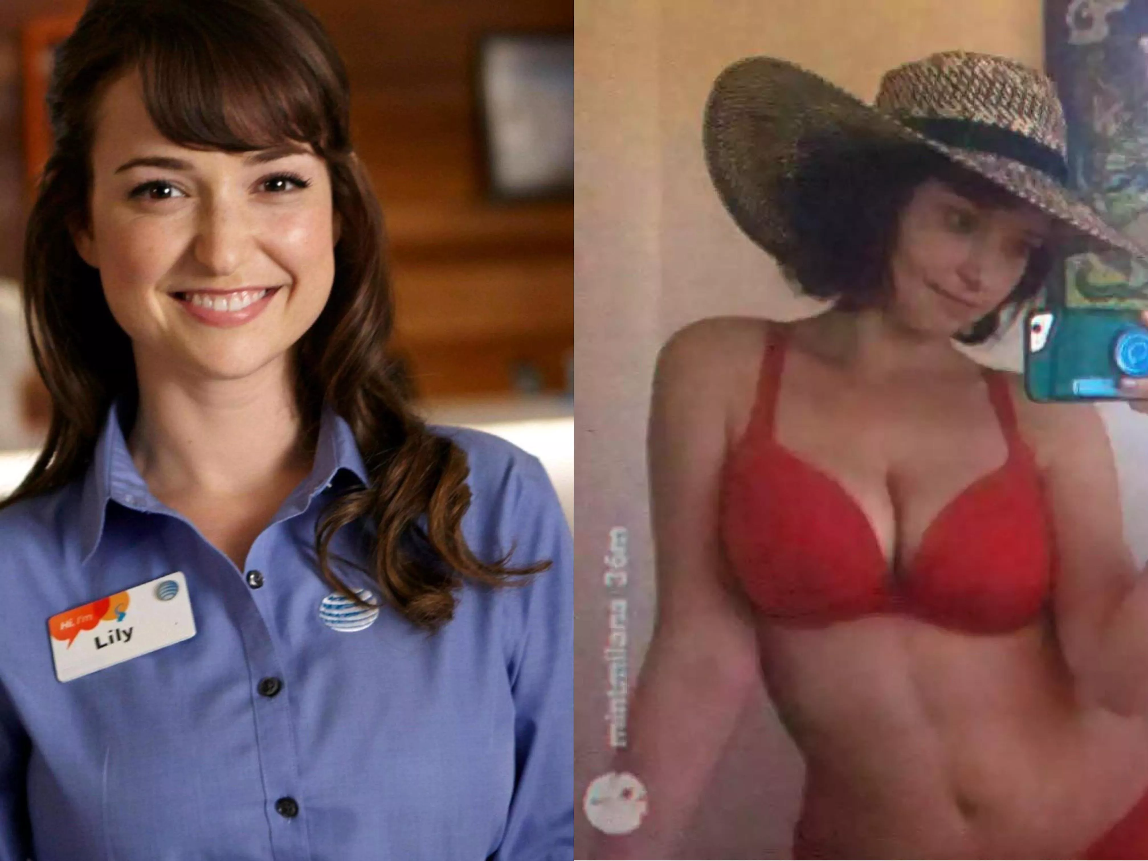 Imagine popping open Milana Vayntrub’s shirt in the store