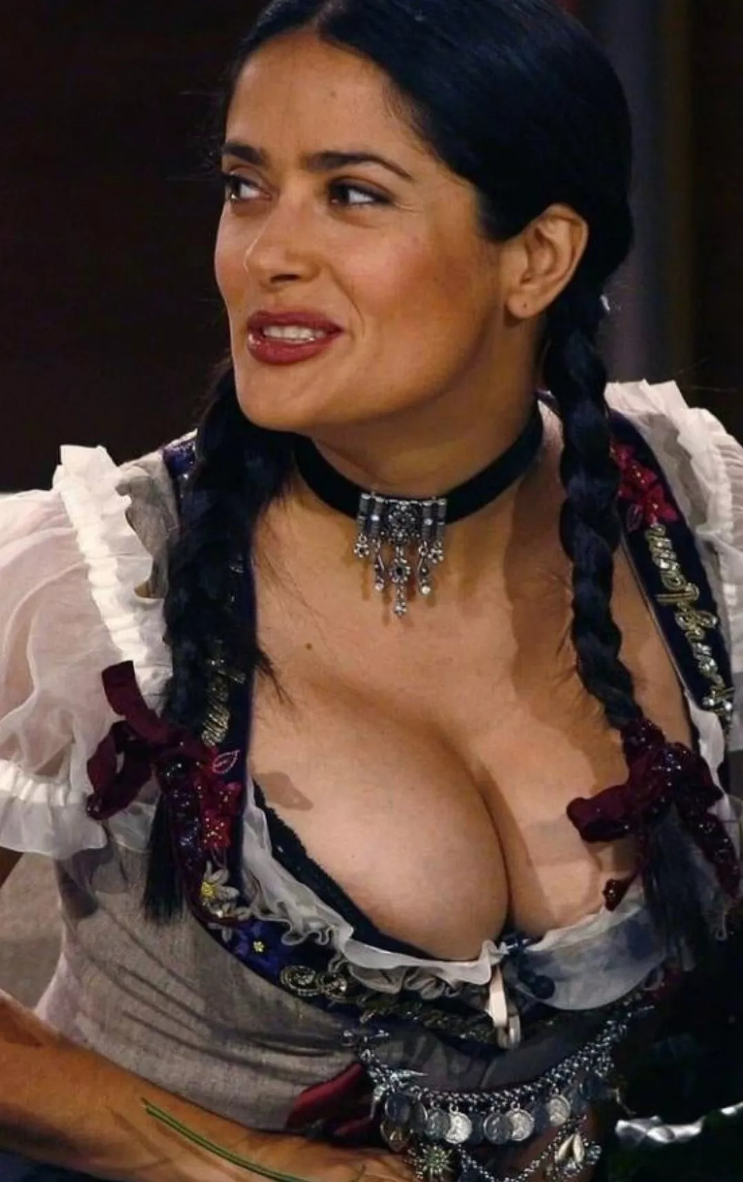 Imagine your cock between Salma Hayek's giant tits