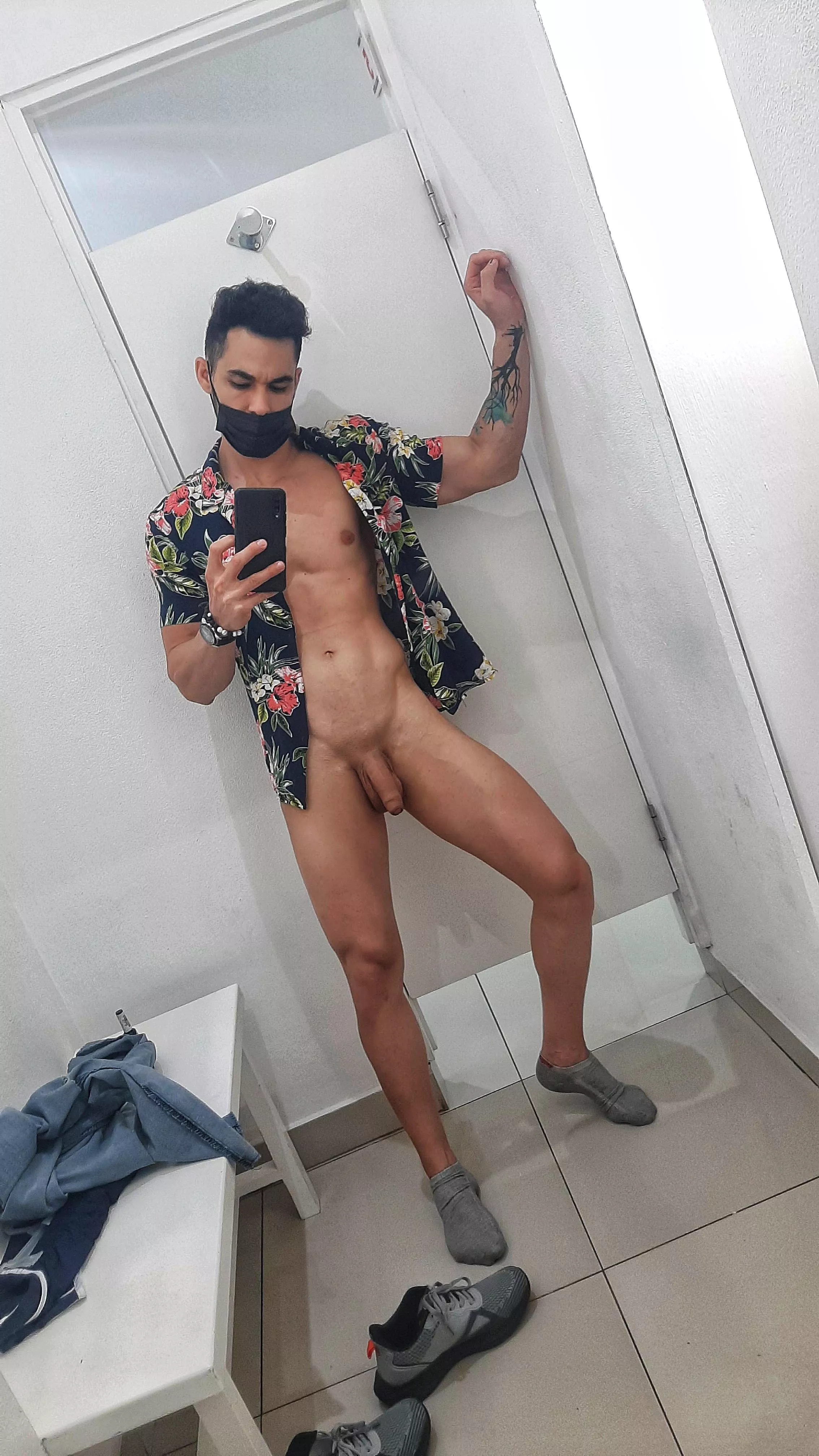 in a dressing room