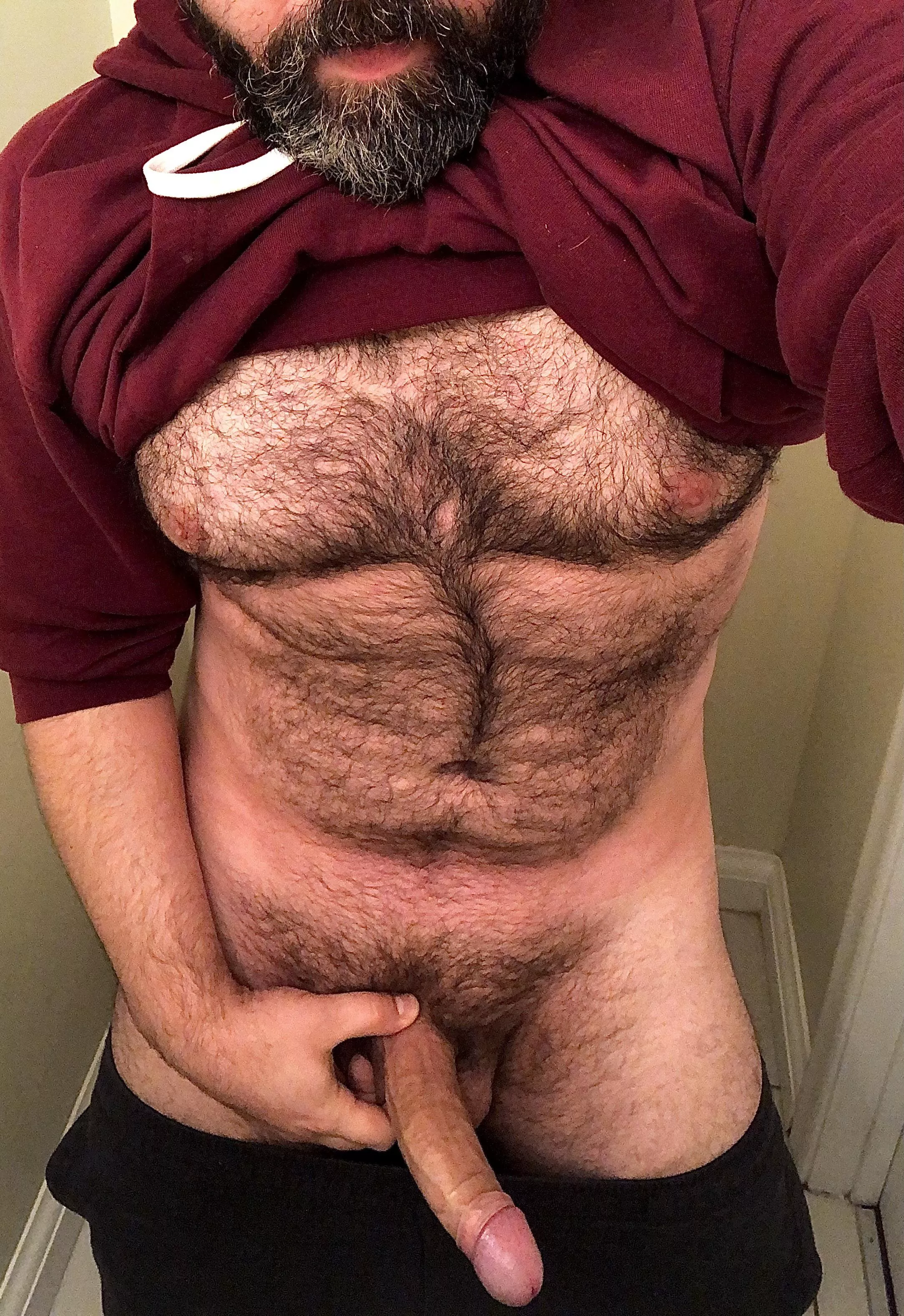 In a sweater and pants you might not see at first glance, I’ve got a thick furry body and something big in my pants.(40)