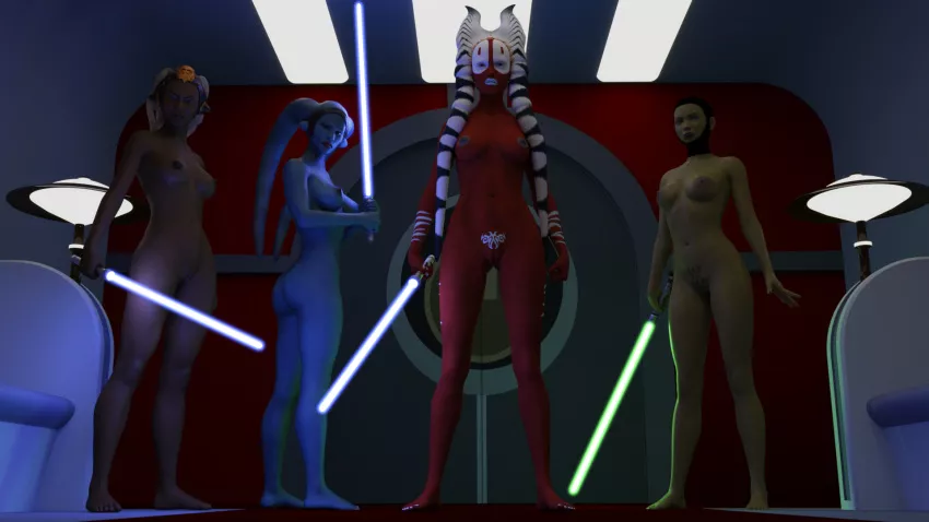 In an alternate timeline, four lady Jedi were sent to arrest the chancellor, and their method of capture is *very* different... (AlexBridger)