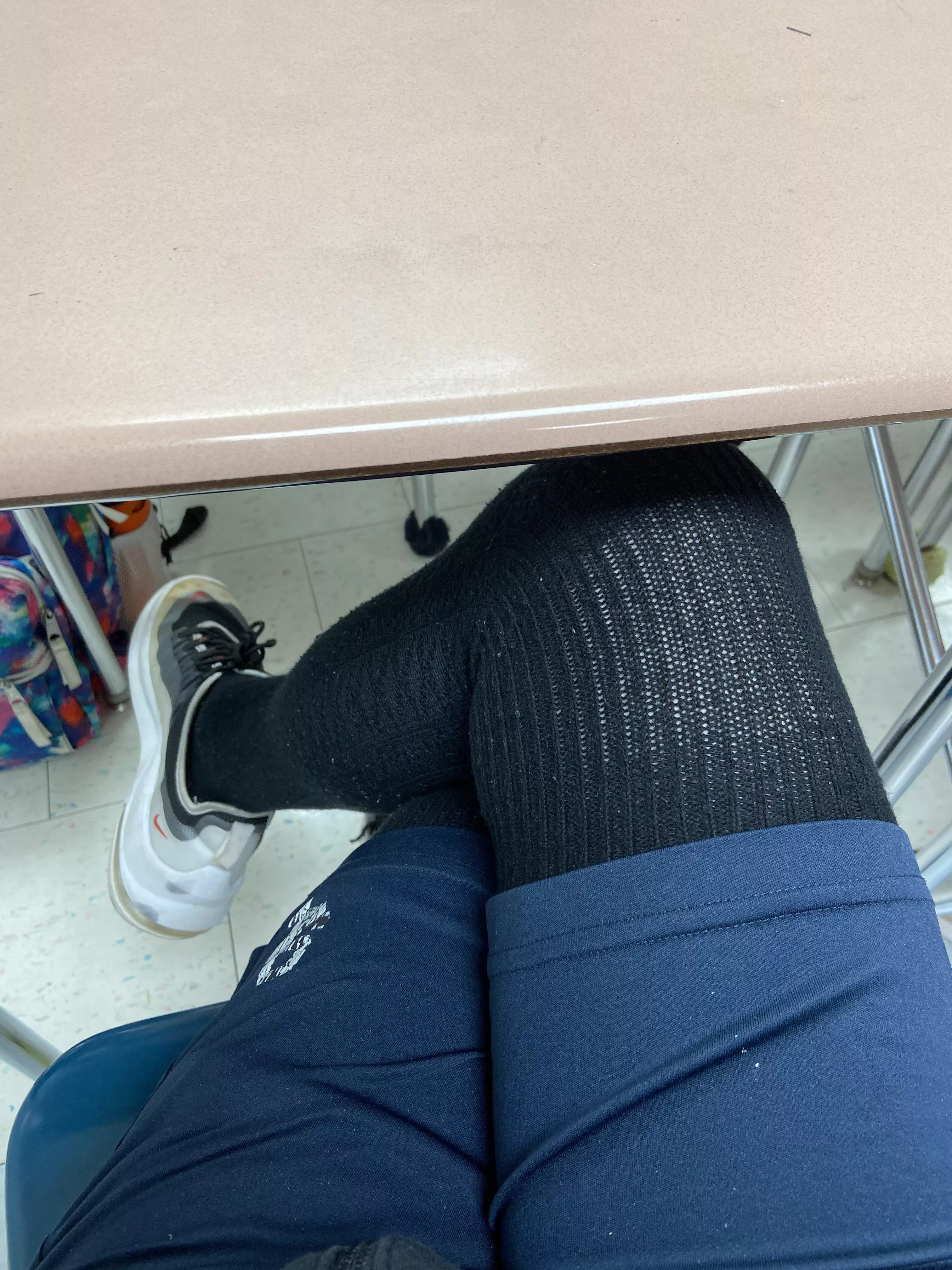 In class with thigh highs on (: