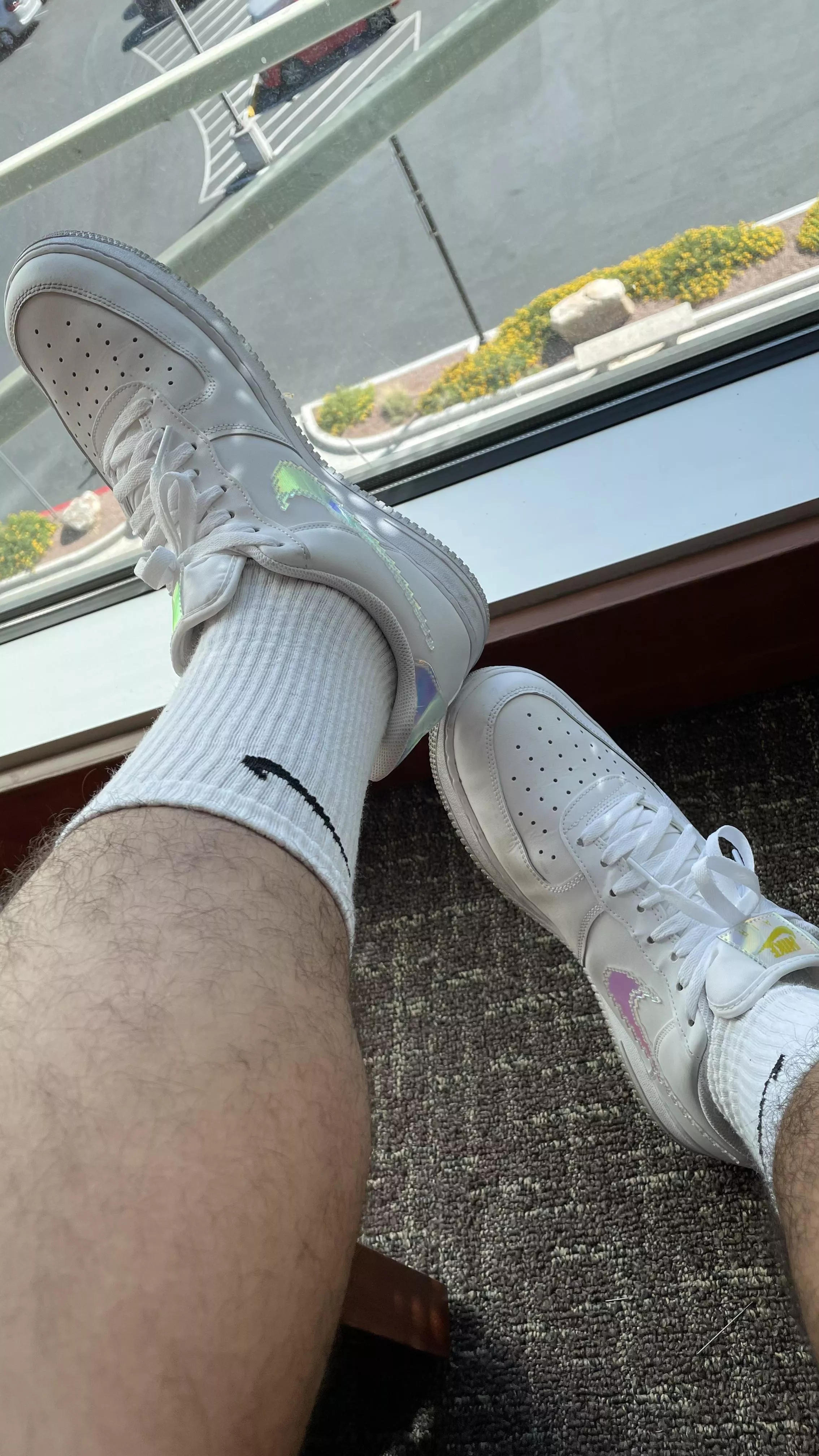 In the library snapping pics of my sneaks and socks instead of studying. Entertain me 😉