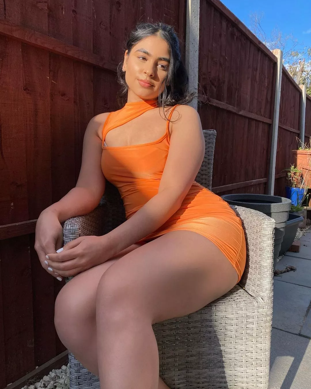 Indian Girl in Tight Orange Dress