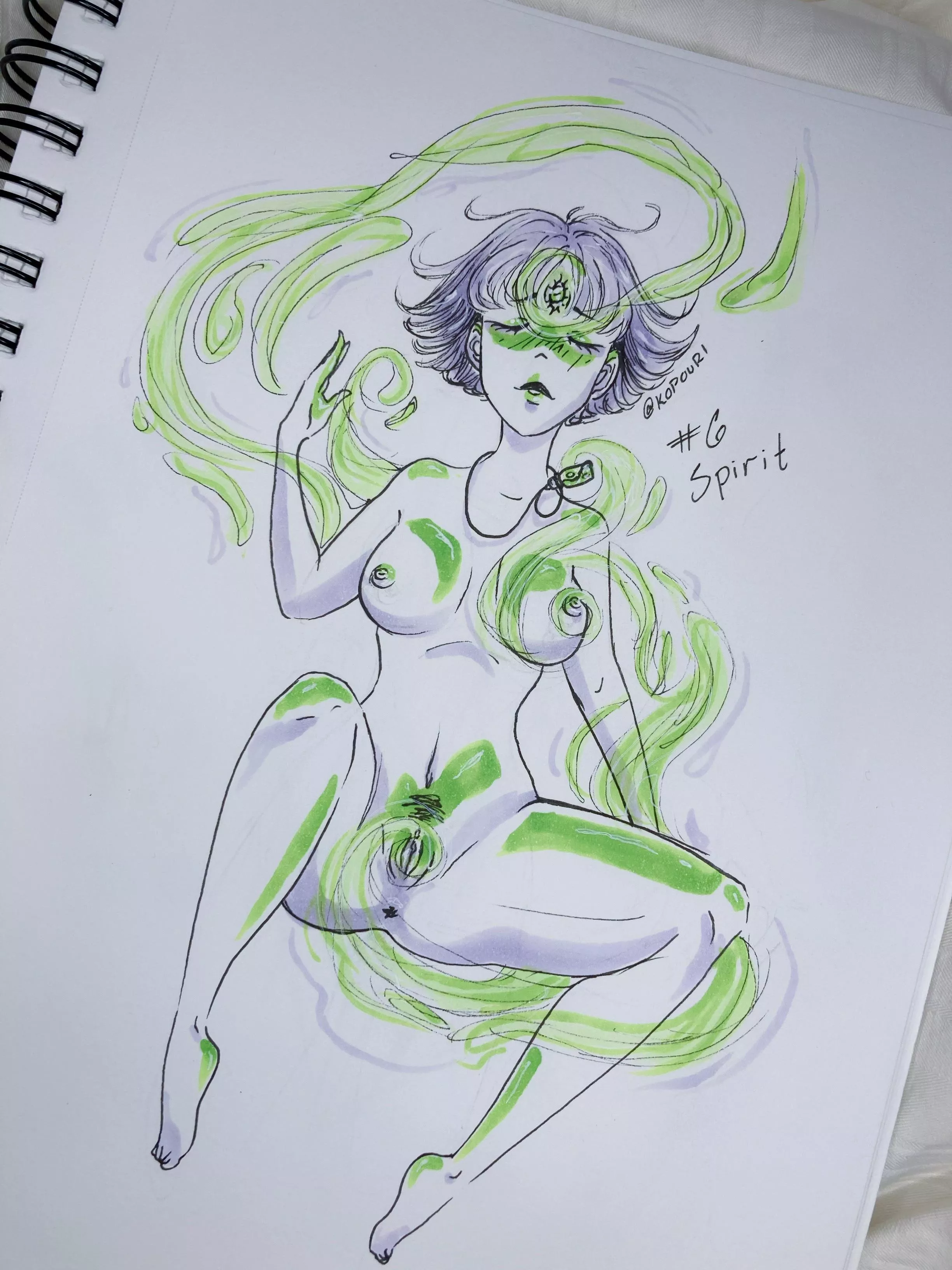 Inktober Day 6- Spiritâ€¦ does this count as tentacles? (Kopouri) [OC] female