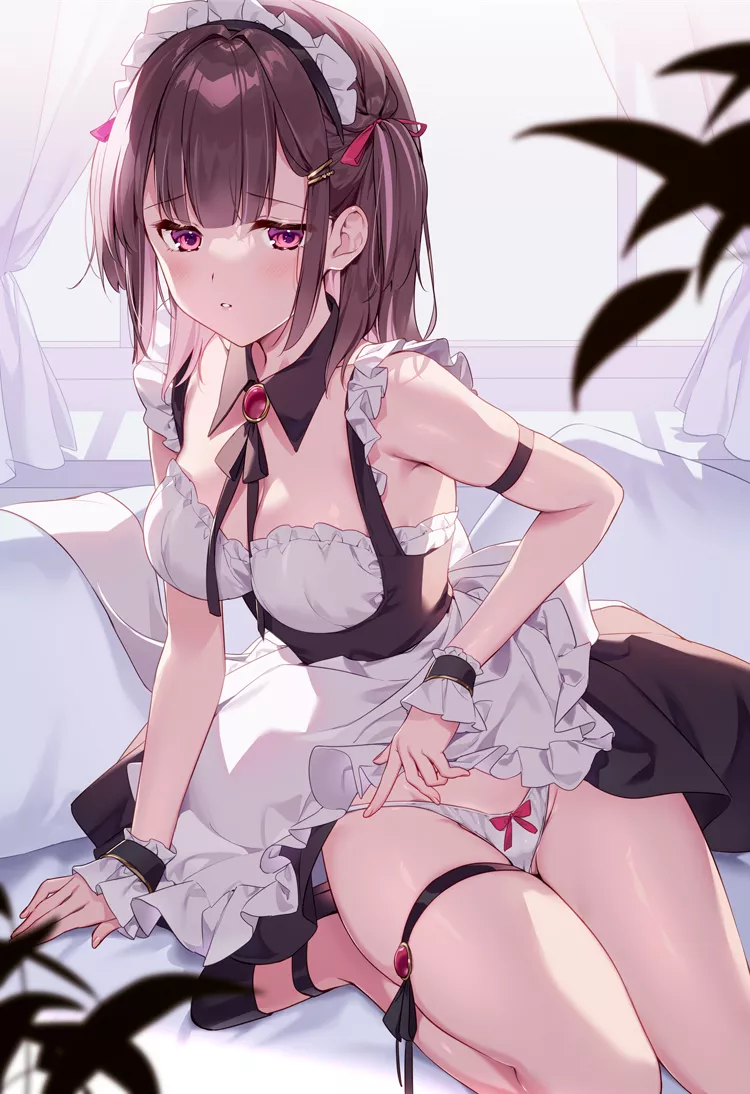 Innocent maid with great thighs