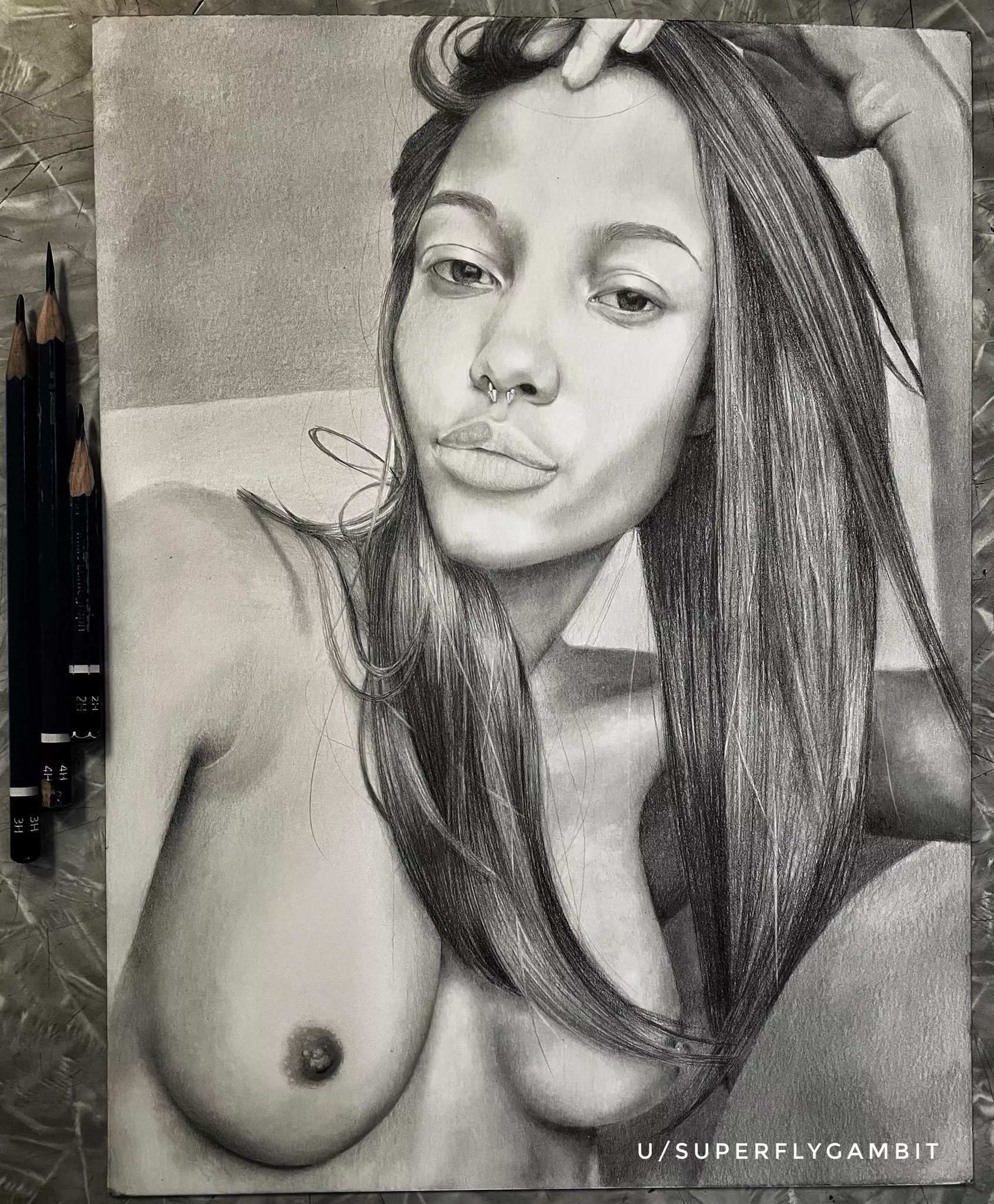 It was an incredible honor to work with such a beautiful person and create this piece! 9” x 12” graphite on Bristol board