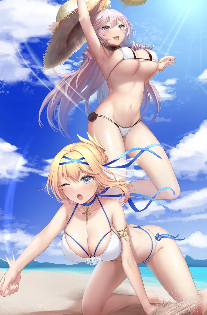 Jeanne & Algerie playing Beach Volleyball [Azur Lane]