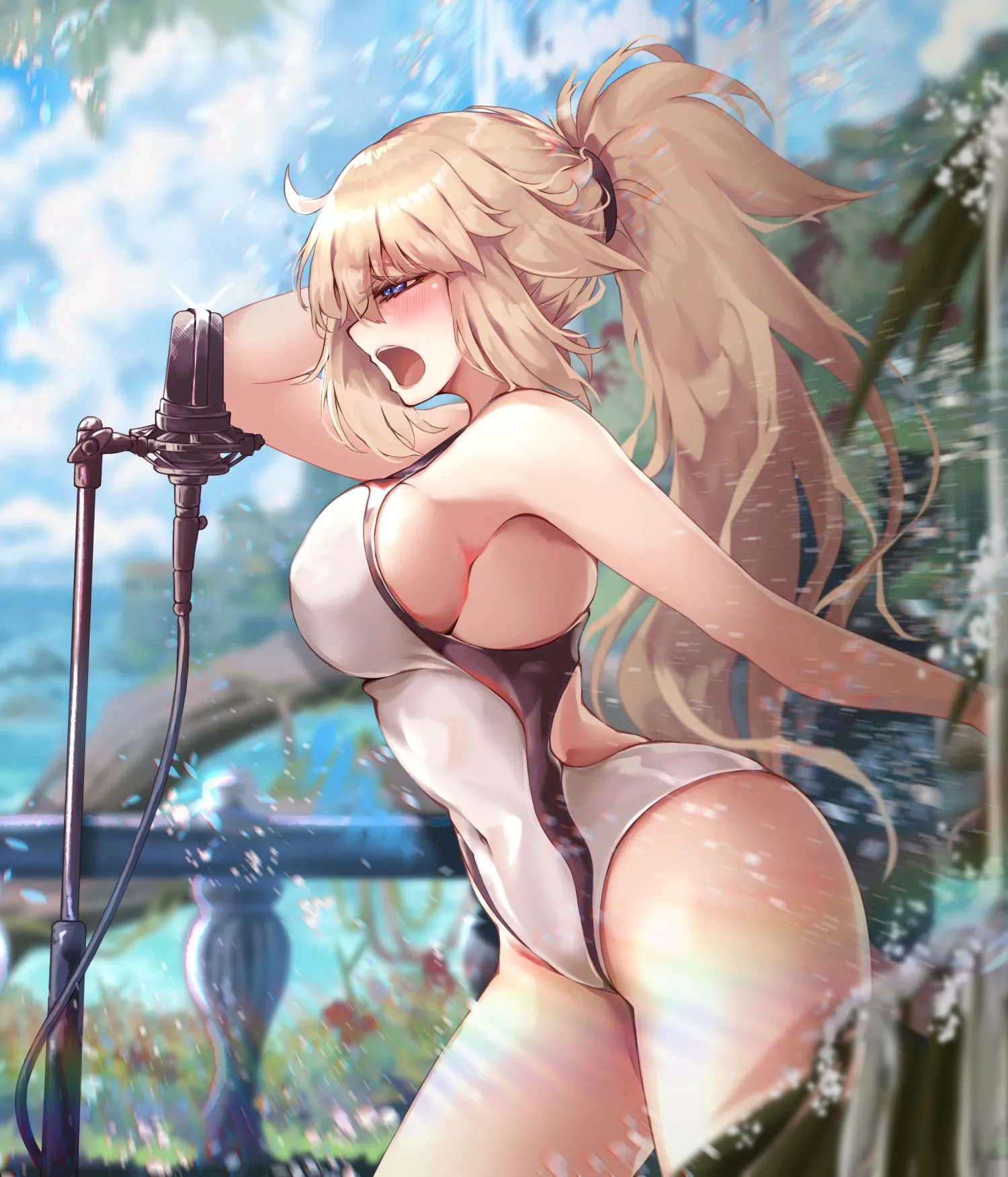 Jeanne partaking in Summer Karaoke