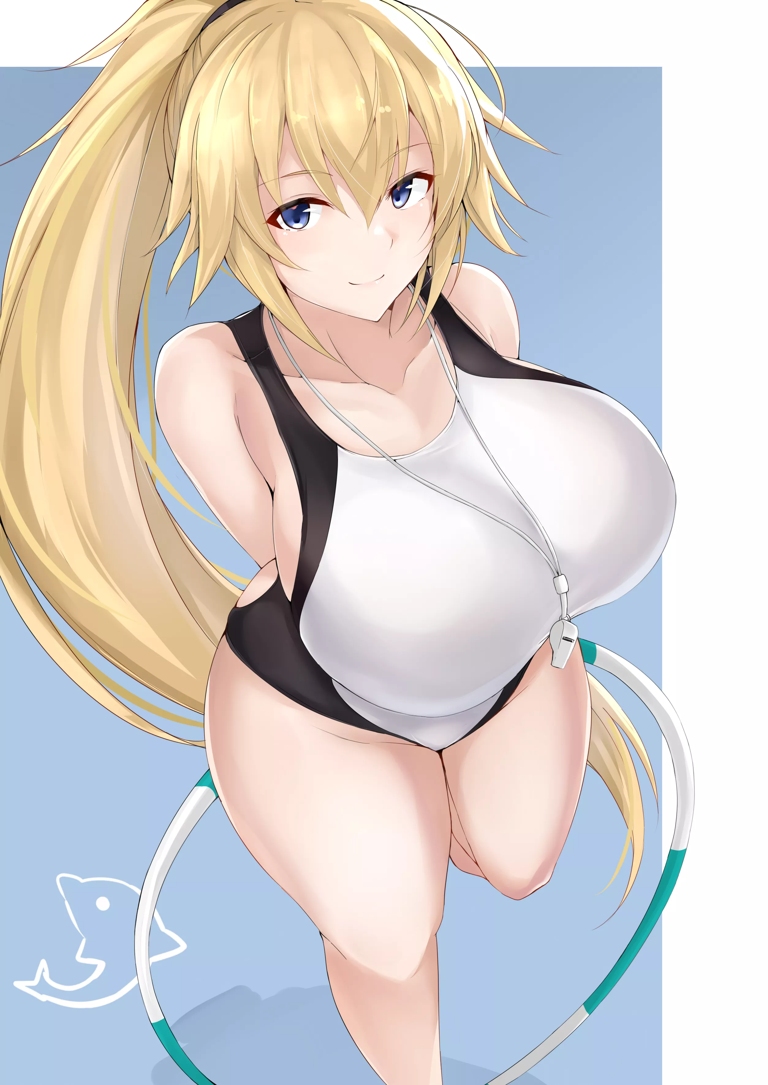 Jeanne wearing a one-piece swimsuit