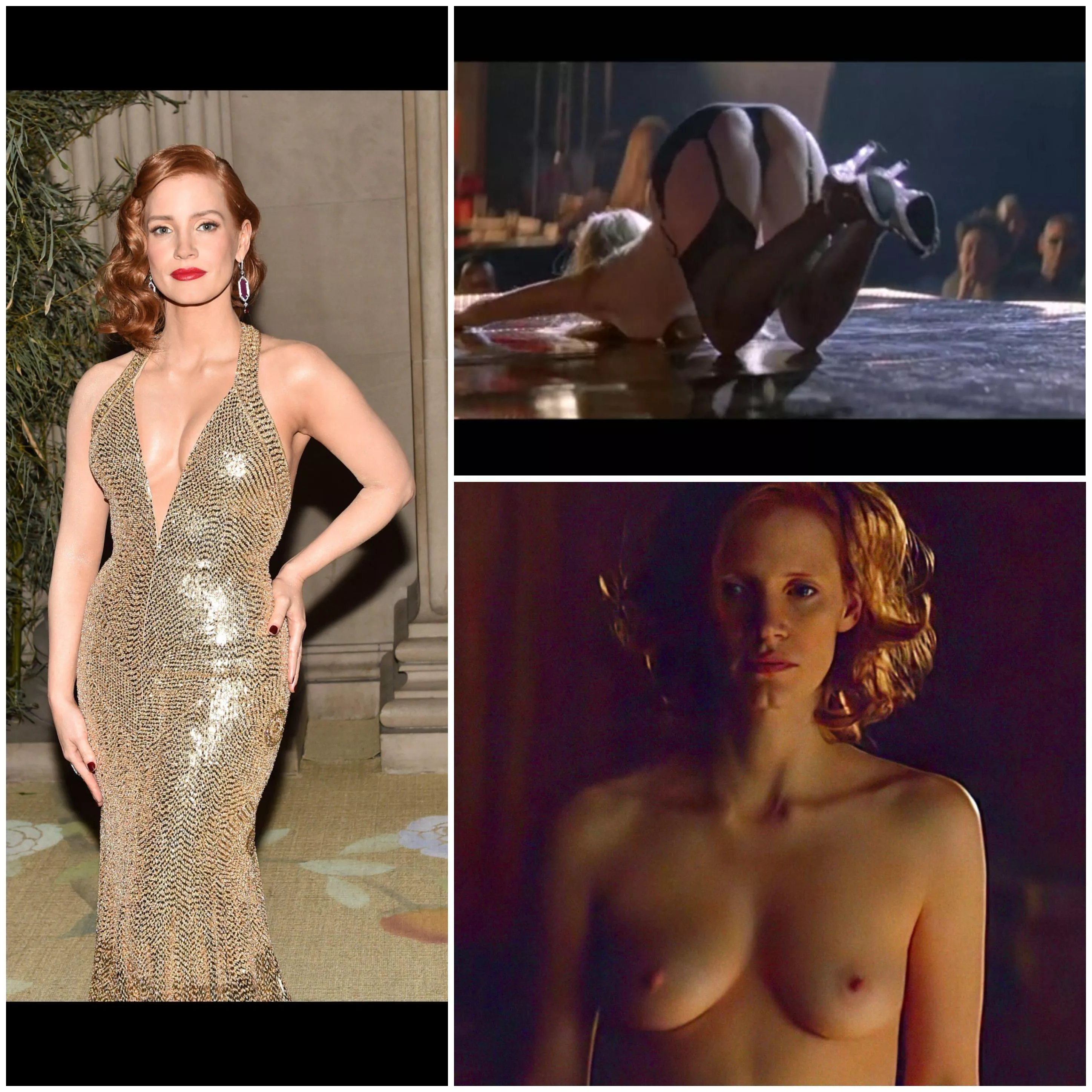 Jessica Chastain is so fucking pretty, I cant get enough her and that naturally curvy body. Fuck I'm desperate to be milked for her