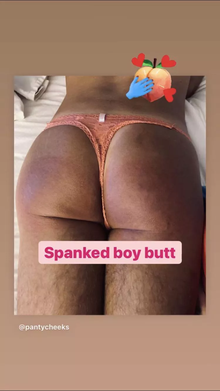 Just a reddened pair of butt cheeks in a Victoria secret thong