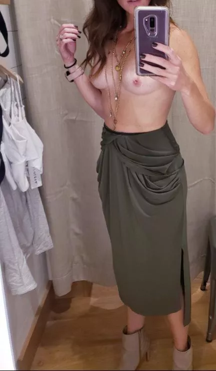 Just because I'm a mother of 3 doesn't mean I shouldn't take a topless selfie in the dressing room ðŸ˜ˆ