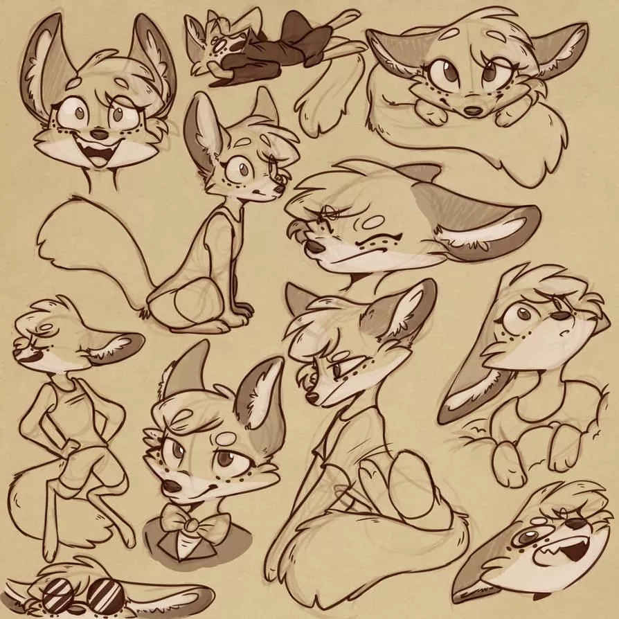 Just some good ole sketches of Vix from 2017... Art was done by my amazing and talented girlfriend over on Twitter (ambersmagical or CherriedFox)!!